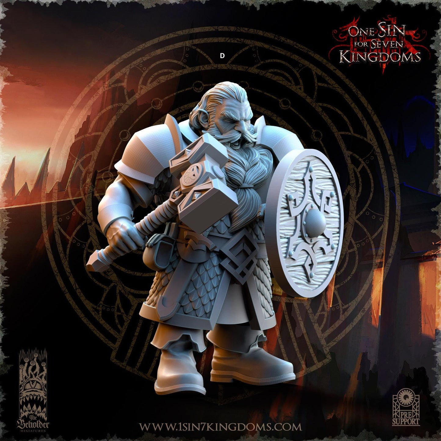 Dwarven Kingdoms Warrior | The Beholder Miniatures | Compatible with D&D/AoS | Fantasy | Tabletop RPG