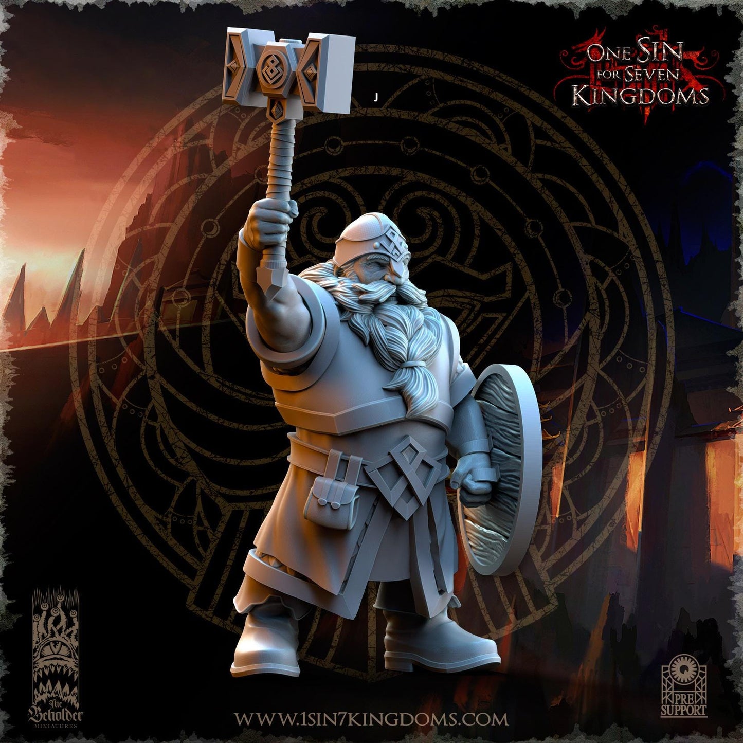 Dwarven Kingdoms Warrior | The Beholder Miniatures | Compatible with D&D/AoS | Fantasy | Tabletop RPG