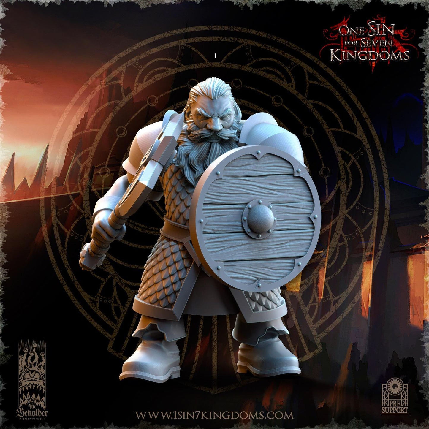 Dwarven Kingdoms Warrior | The Beholder Miniatures | Compatible with D&D/AoS | Fantasy | Tabletop RPG