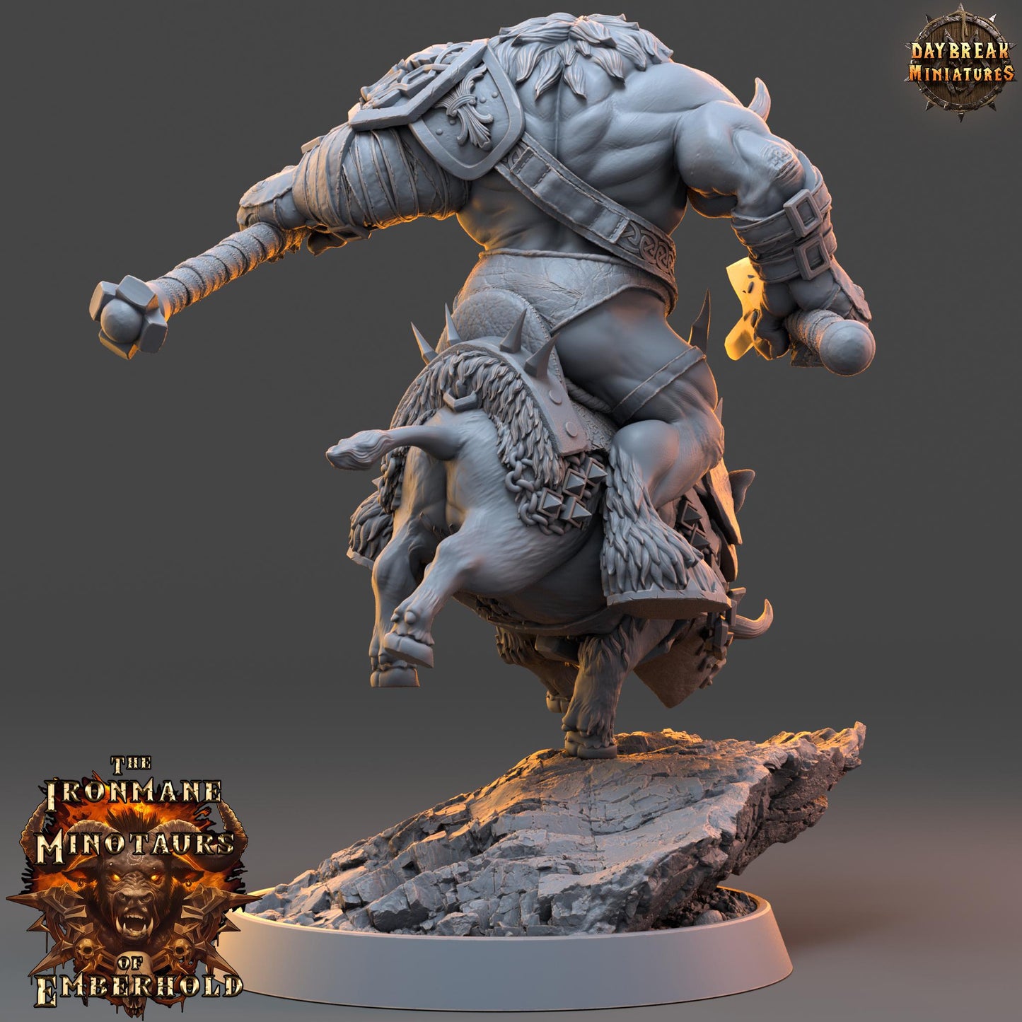 Minotaur Fighter on Boar Torvak | DayBreak Miniatures | Two Handed Weapons | Compatible with D&D/AOS | Fantasy | Tabletop RPG