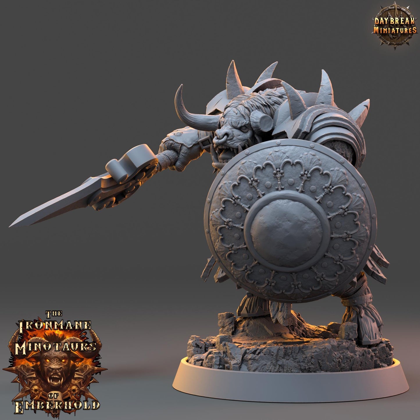 Minotaur Warrior Vorgrim | DayBreak Miniatures | Two Handed Weapons | Compatible with D&D/AOS | Fantasy | Tabletop RPG