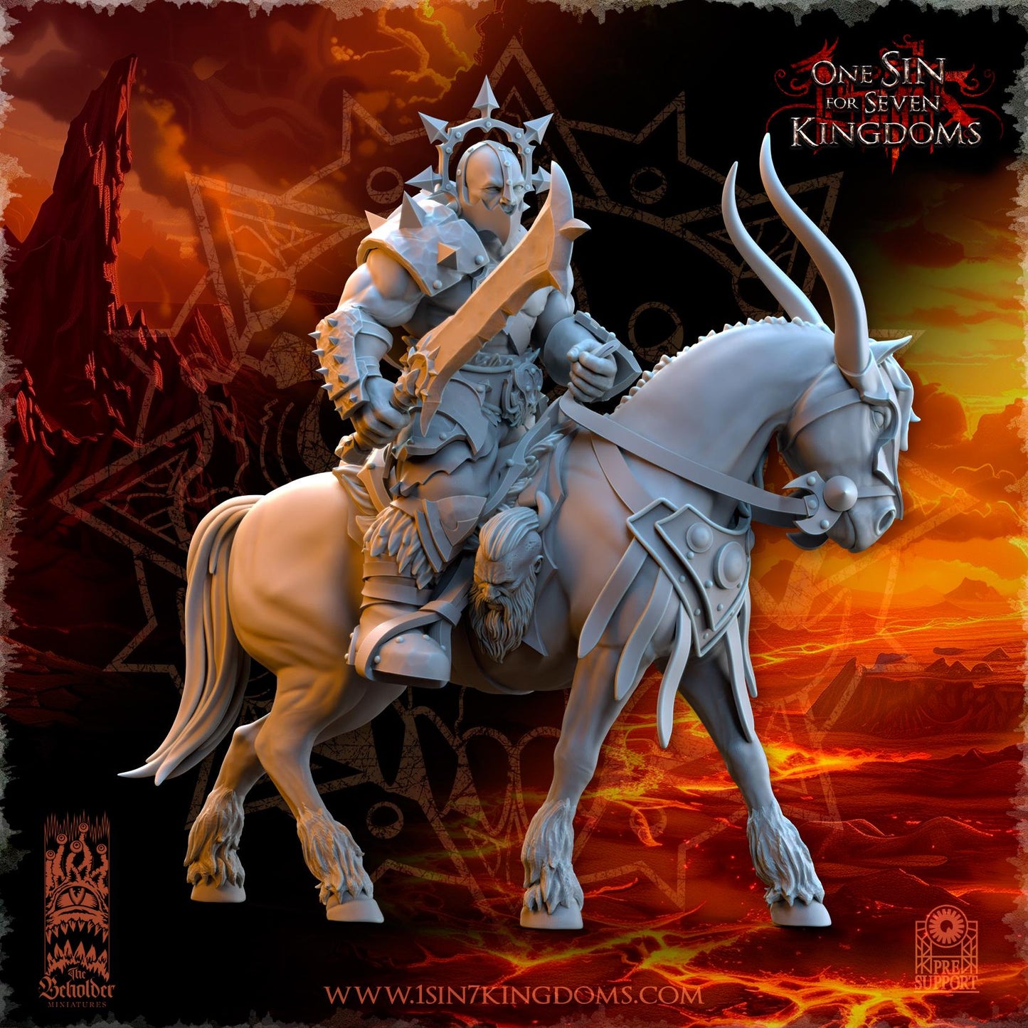 Realms of Mayhem Barbarian Rider Command Group Warband Set | The Beholder Miniatures | Compatible with D&D/AoS | Fantasy | Tabletop RPG