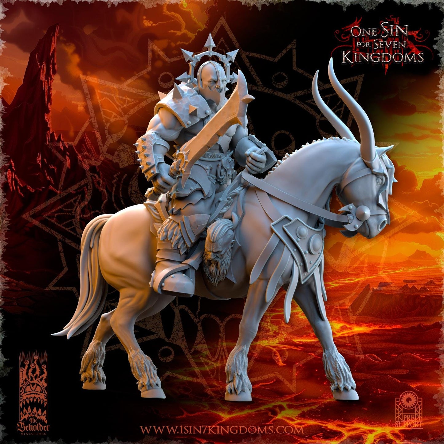Realms of Mayhem Barbarian Rider Command Group | The Beholder Miniatures | Compatible with D&D/AoS | Fantasy | Tabletop RPG