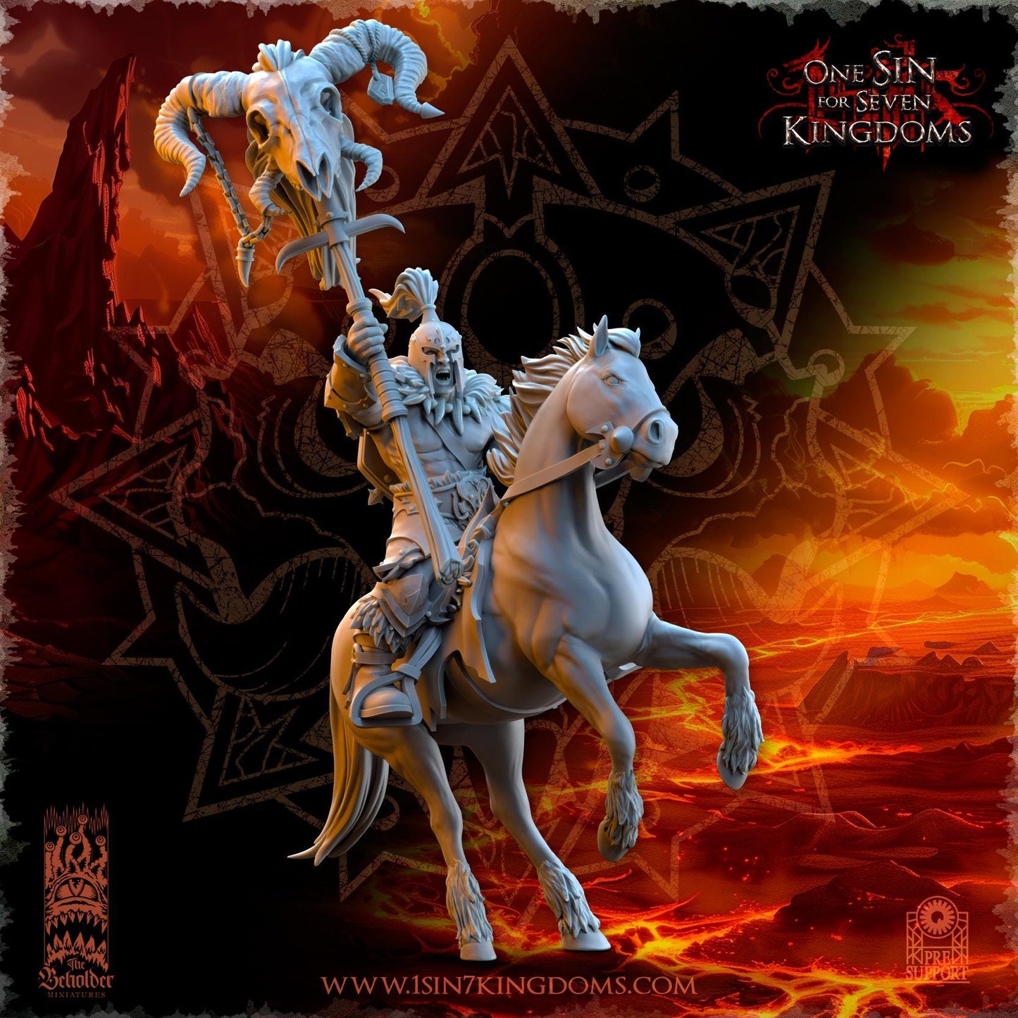 Realms of Mayhem Barbarian Rider Command Group Warband Set | The Beholder Miniatures | Compatible with D&D/AoS | Fantasy | Tabletop RPG
