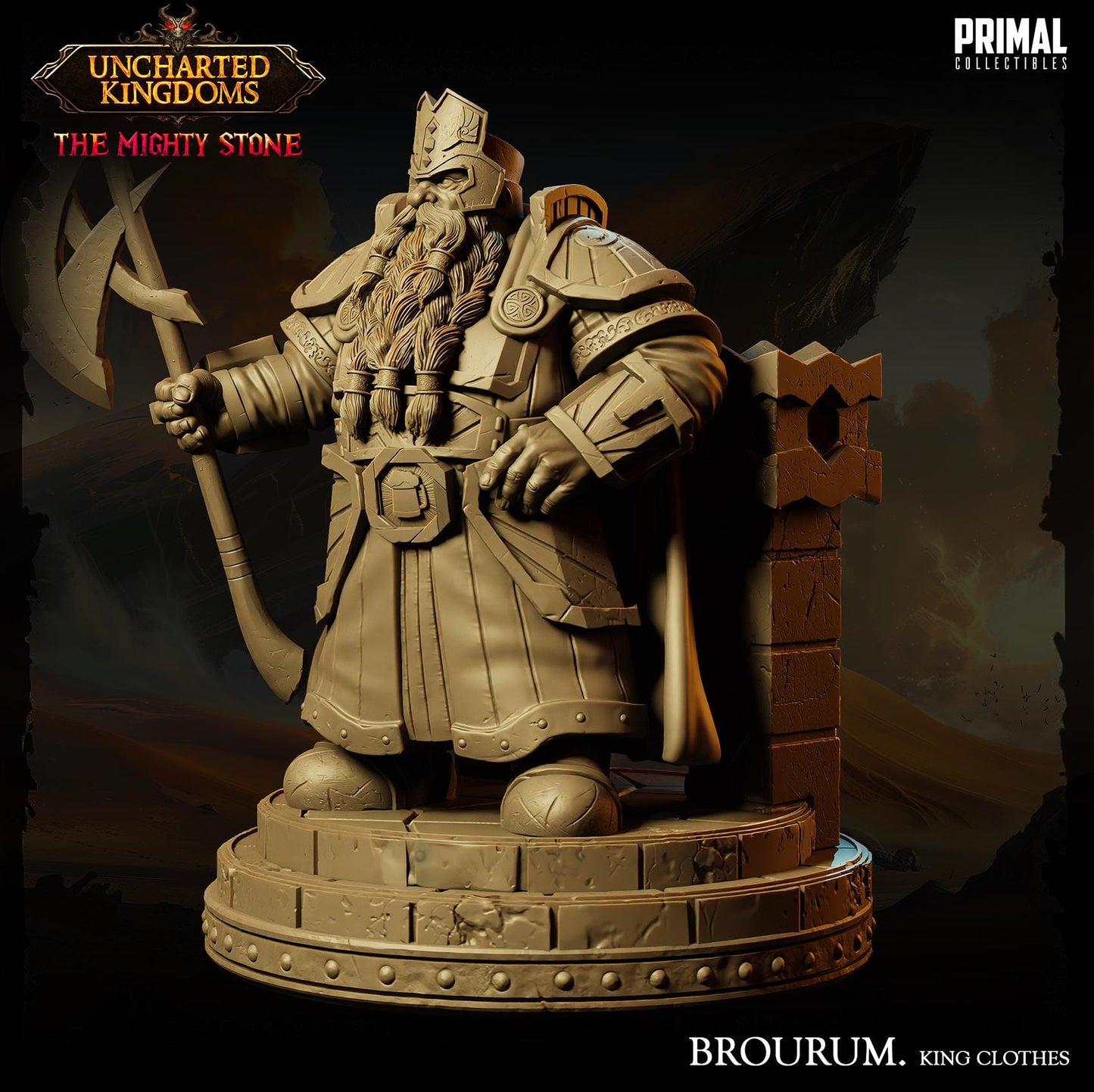 Dwarf King Brourum | Primal Collectibles | Compatible with D&D/AoS | Fantasy