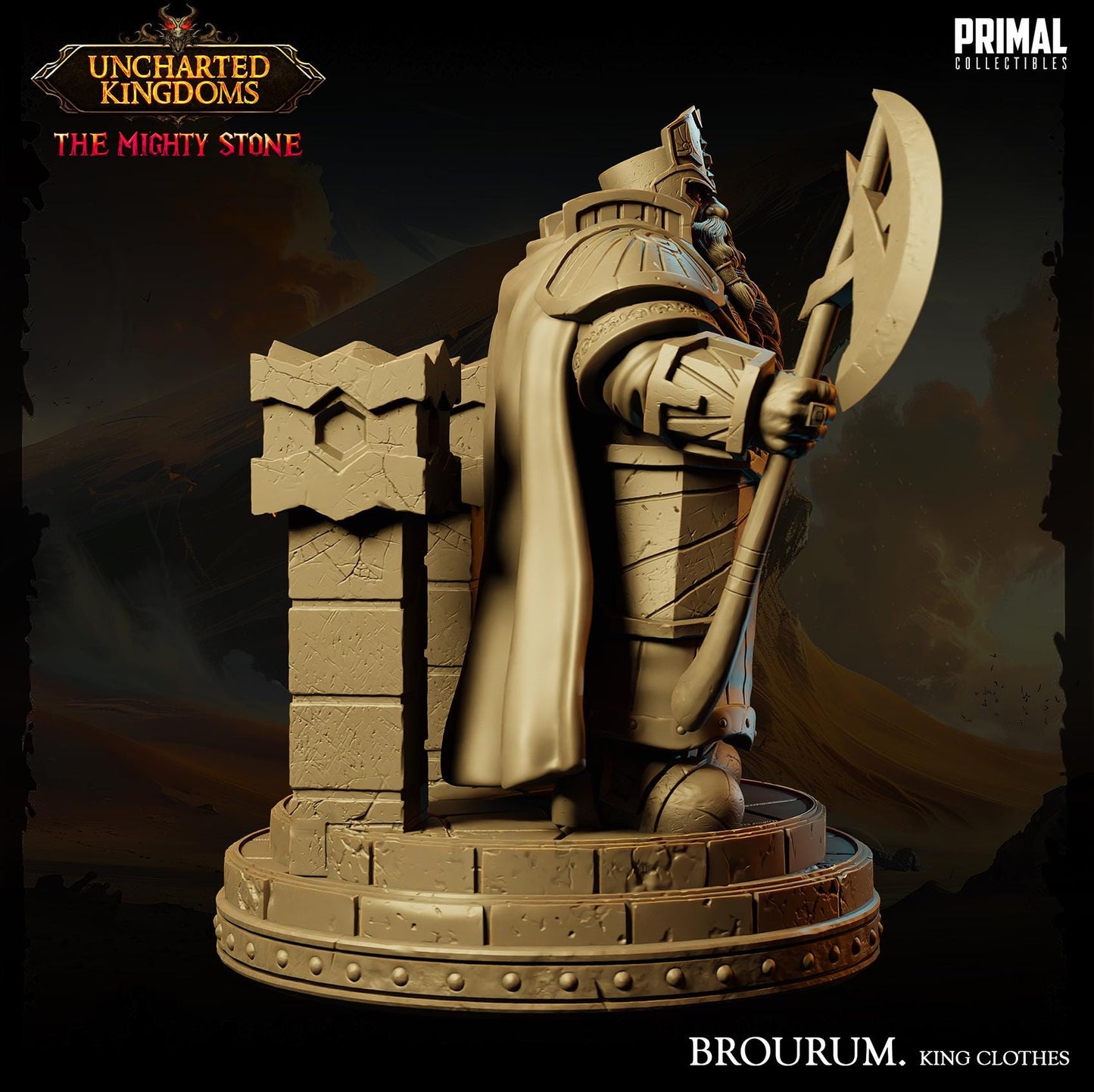 Dwarf King Brourum | Primal Collectibles | Compatible with D&D/AoS | Fantasy