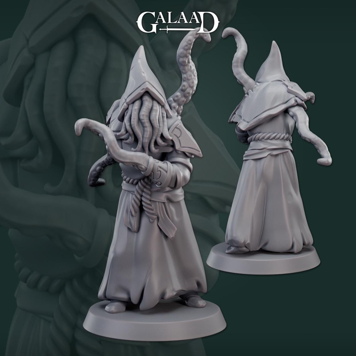 Cephalid Cultist | Galaad Miniatures | Compatible with D&D/AoS | Fantasy | Tabletop RPG