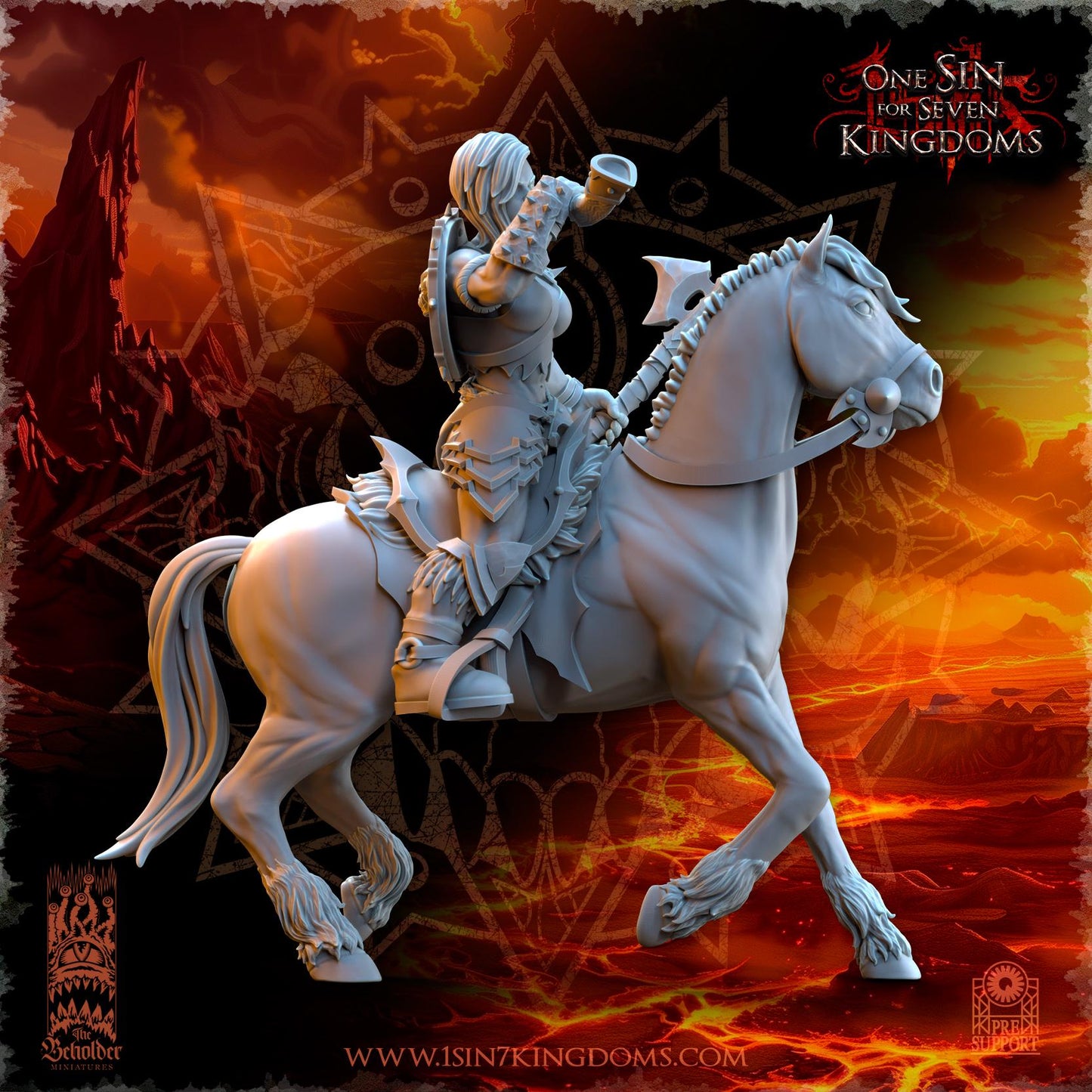 Realms of Mayhem Barbarian Rider Command Group Warband Set | The Beholder Miniatures | Compatible with D&D/AoS | Fantasy | Tabletop RPG