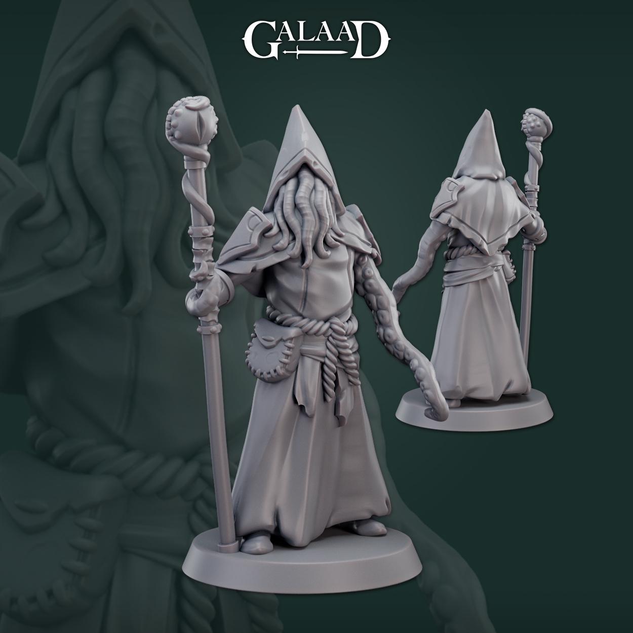 Cephalid Cultist Mage | Galaad Miniatures | Compatible with D&D/AoS | Fantasy | Tabletop RPG