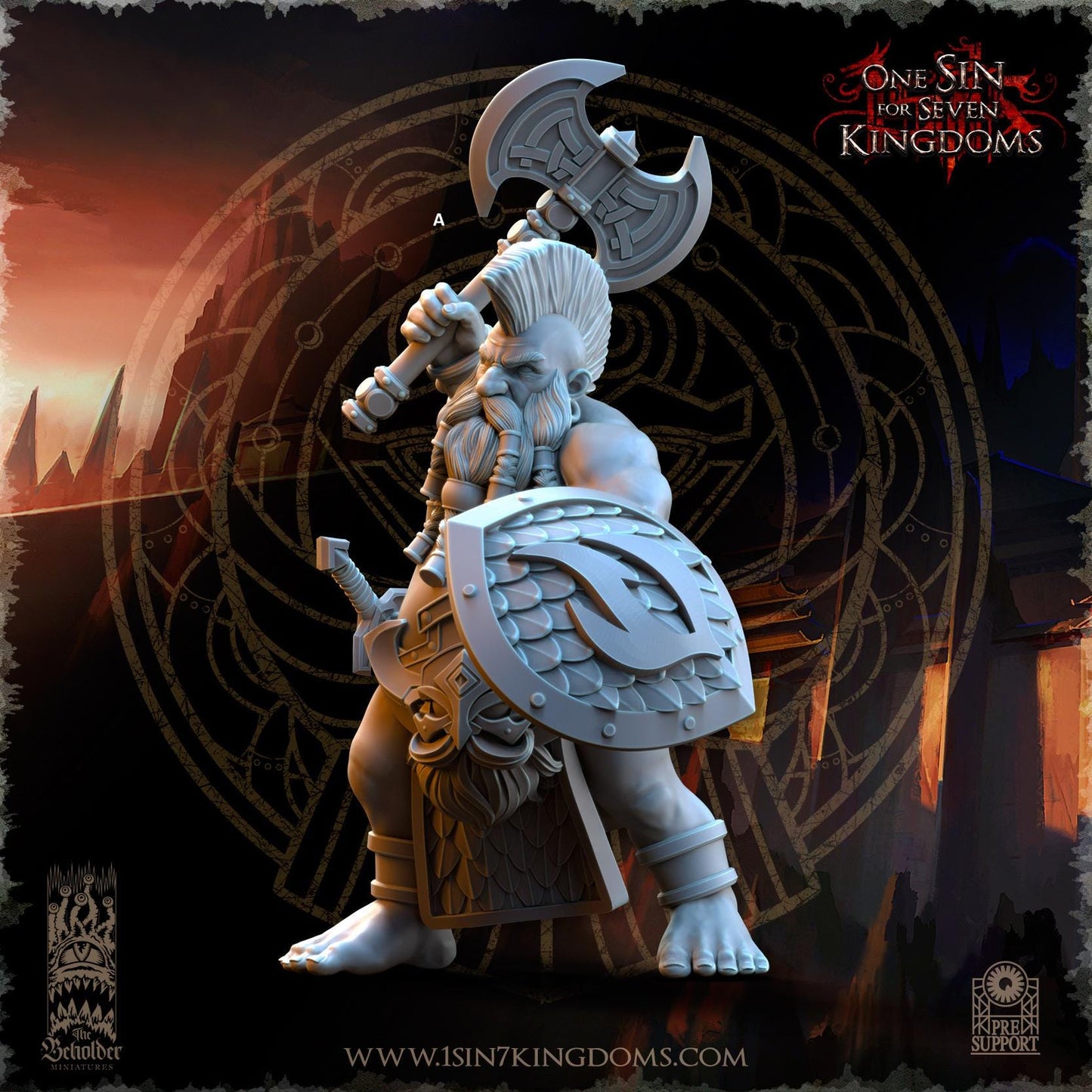 Dwarven Kingdoms Molten Core Slayers with Axe and Shield | The Beholder Miniatures | Compatible with D&D/AoS | Fantasy | Tabletop RPG