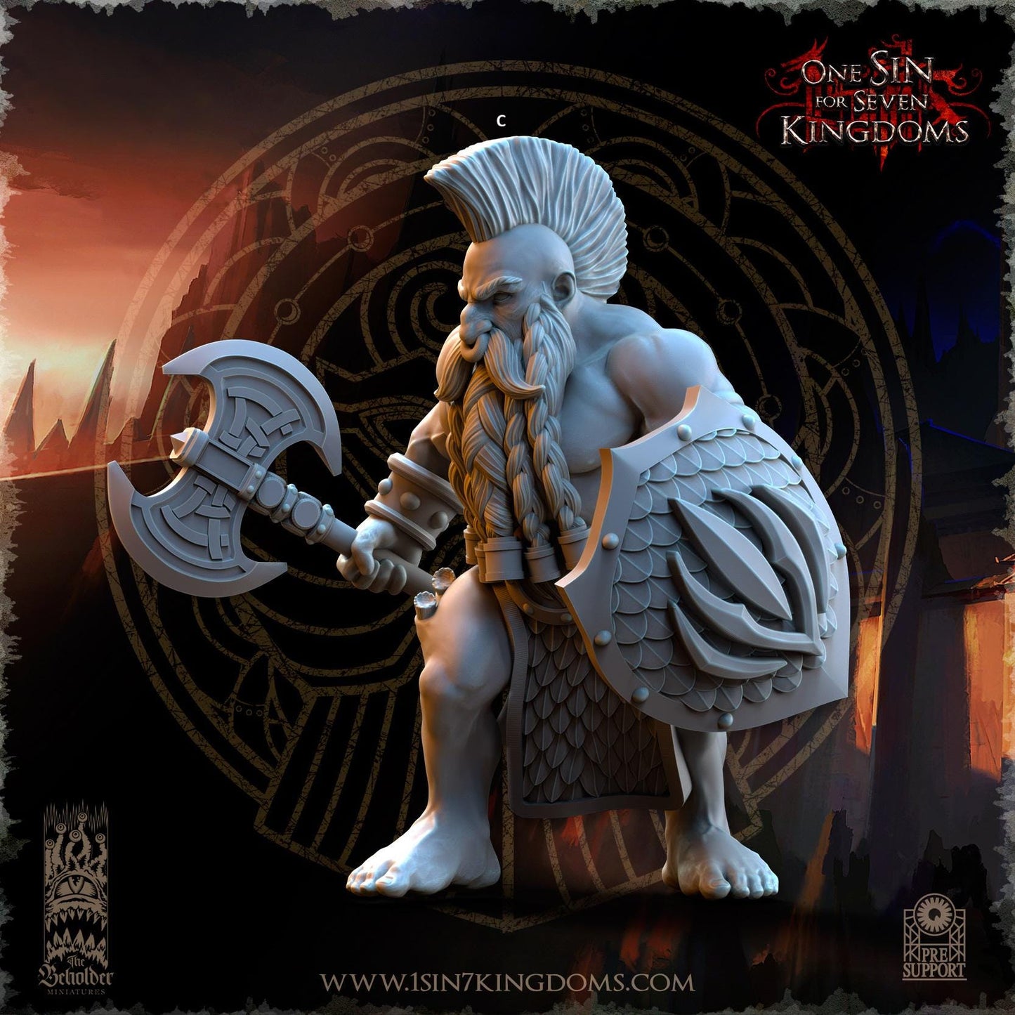 Dwarven Kingdoms Molten Core Slayers with Axe and Shield | The Beholder Miniatures | Compatible with D&D/AoS | Fantasy | Tabletop RPG