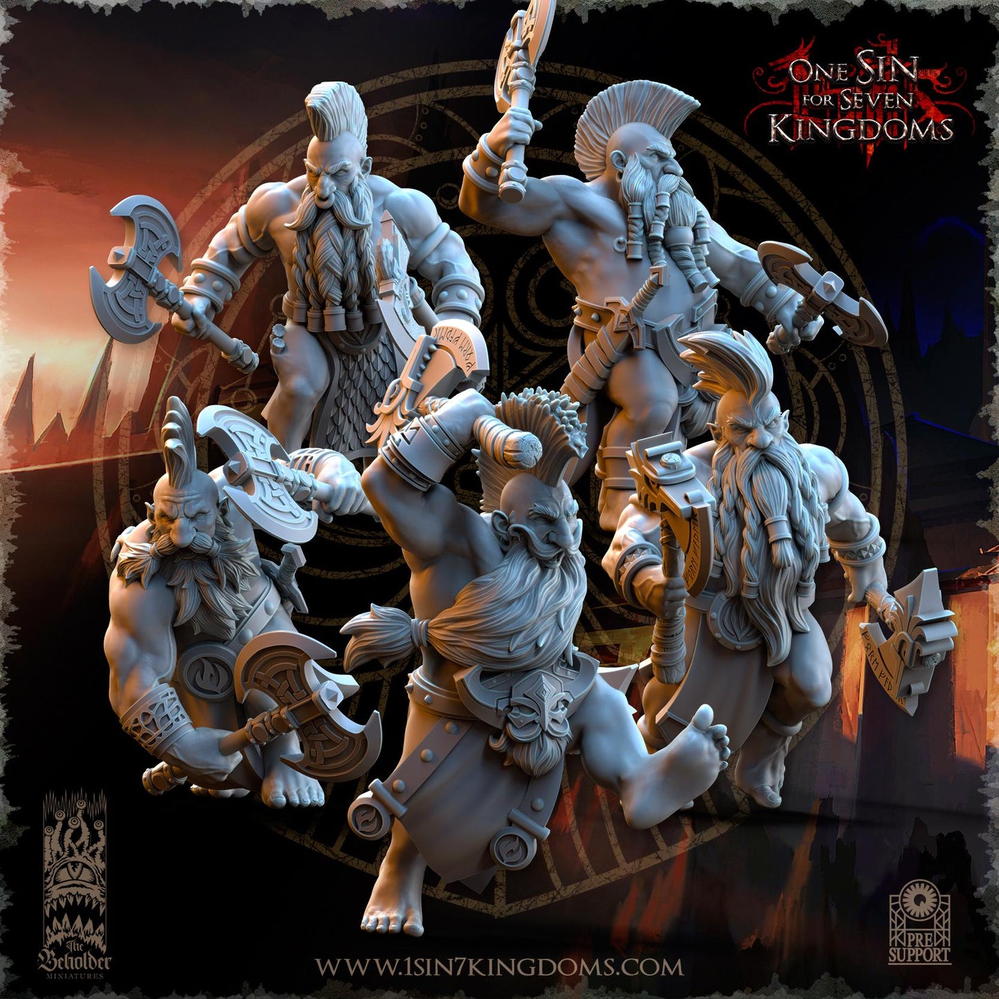 Dwarven Kingdoms Molten Core Slayers with Dual Axes | The Beholder Miniatures | Compatible with D&D/AoS | Fantasy | Tabletop RPG