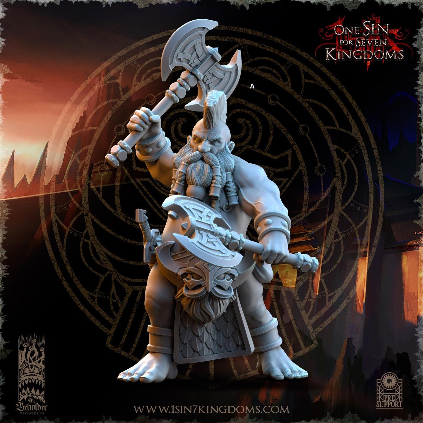 Dwarven Kingdoms Molten Core Slayers with Dual Axes | The Beholder Miniatures | Compatible with D&D/AoS | Fantasy | Tabletop RPG