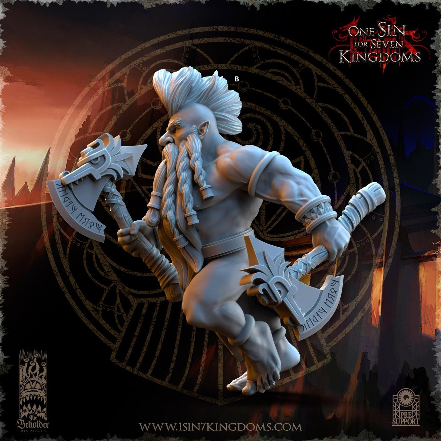 Dwarven Kingdoms Molten Core Slayers with Dual Axes | The Beholder Miniatures | Compatible with D&D/AoS | Fantasy | Tabletop RPG