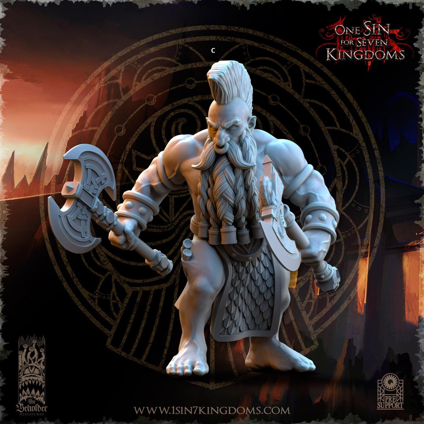 Dwarven Kingdoms Molten Core Slayers with Dual Axes | The Beholder Miniatures | Compatible with D&D/AoS | Fantasy | Tabletop RPG