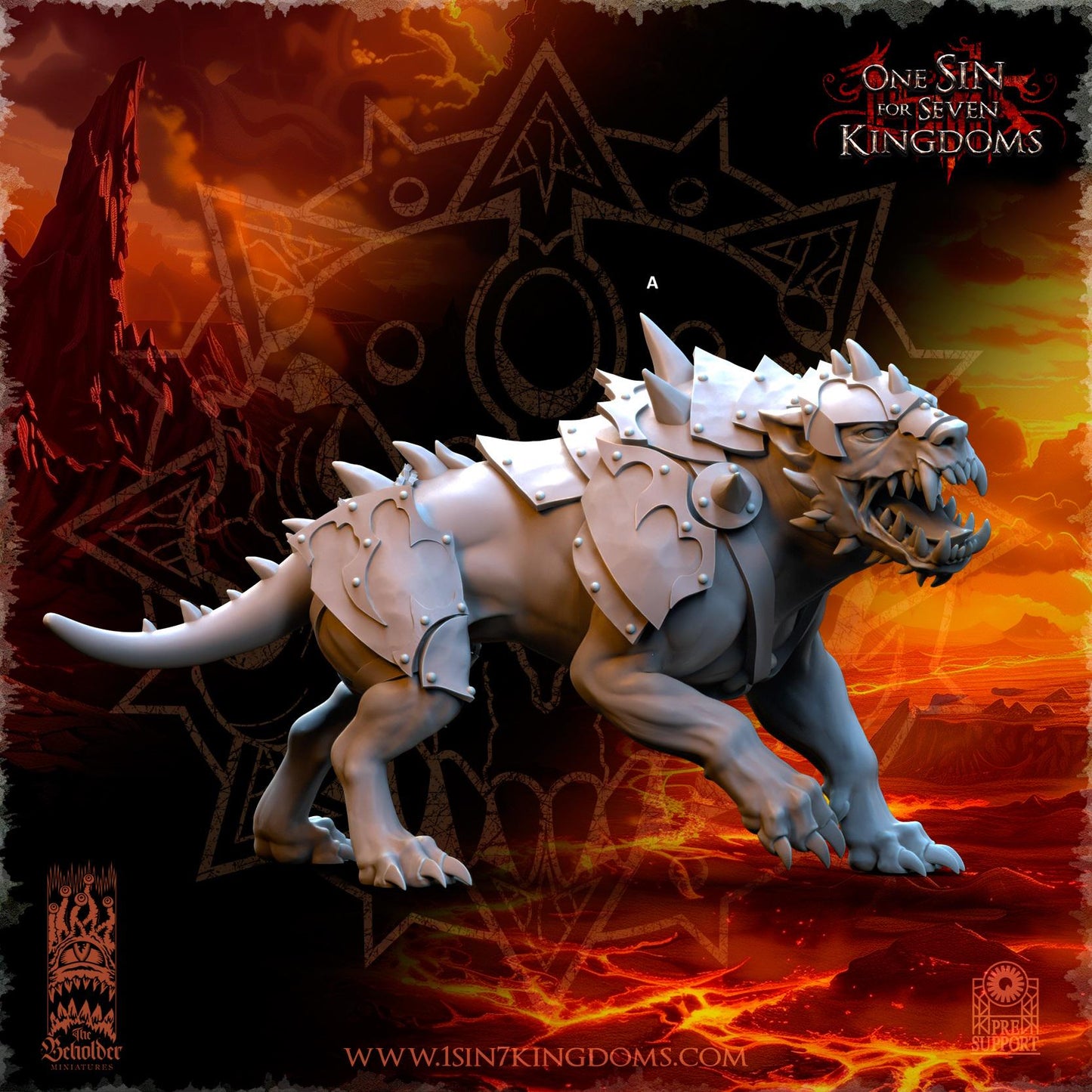 Realms of Mayhem Armored Hell hounds | The Beholder Miniatures | Compatible with D&D/AoS | Fantasy | Tabletop RPG