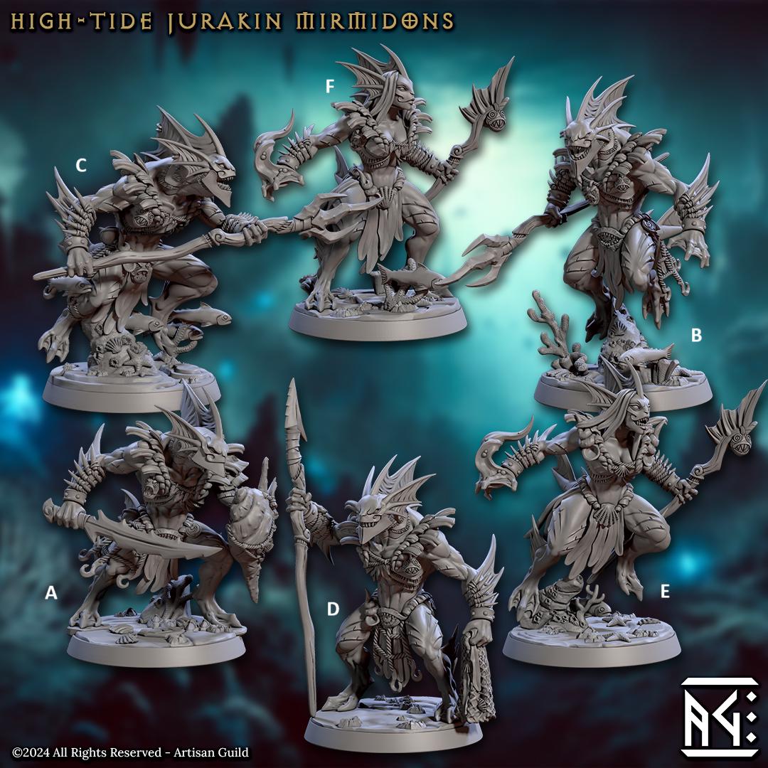 Mirmidon High Tide Jurakin | Artisan Guild Miniatures | Compatible with D&D/AoS | Fantasy | Tabletop RPG