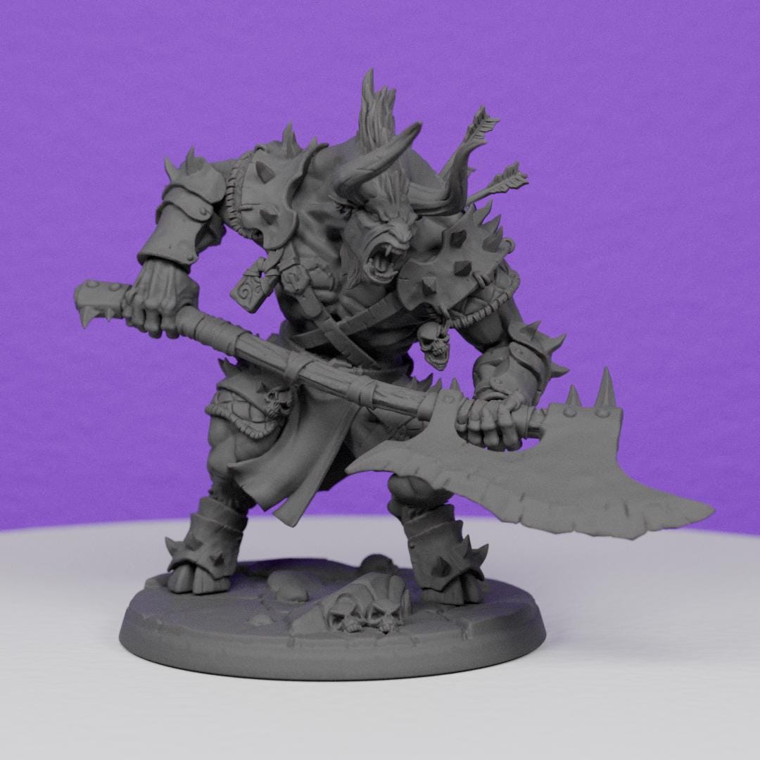 Beastmen Minoc Minotaur | Artisan Guild Miniatures | Compatible with D&D/AoS | Fantasy | Tabletop RPG