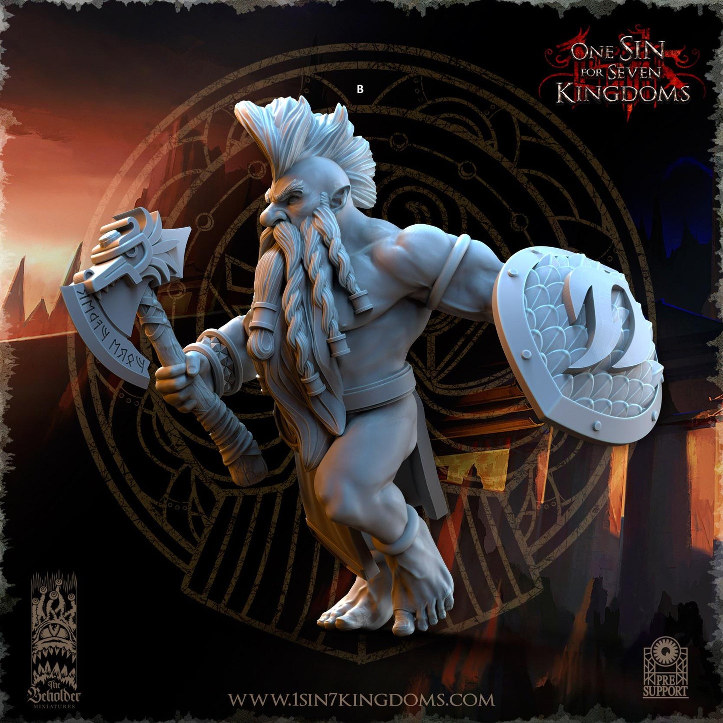 Dwarven Kingdoms Molten Core Slayers with Axe and Shield | The Beholder Miniatures | Compatible with D&D/AoS | Fantasy | Tabletop RPG