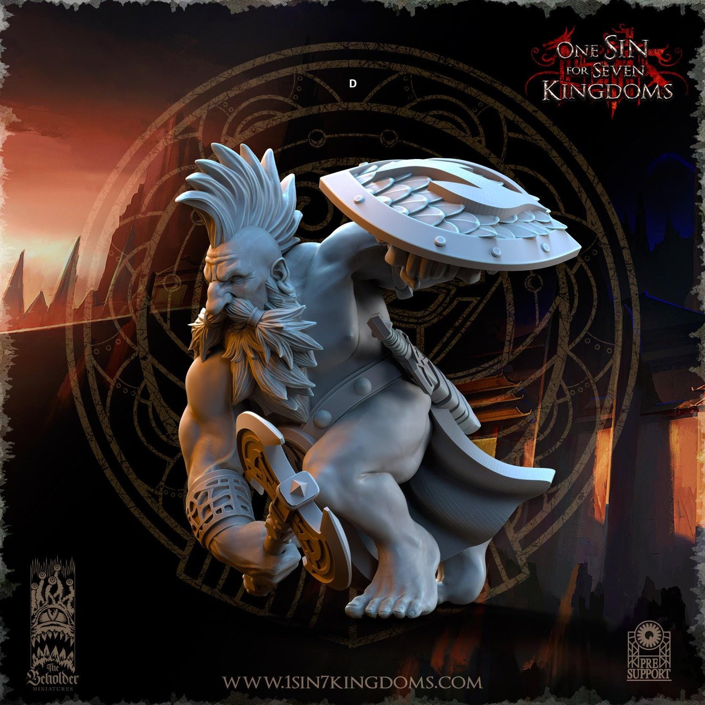 Dwarven Kingdoms Molten Core Slayers with Axe and Shield | The Beholder Miniatures | Compatible with D&D/AoS | Fantasy | Tabletop RPG
