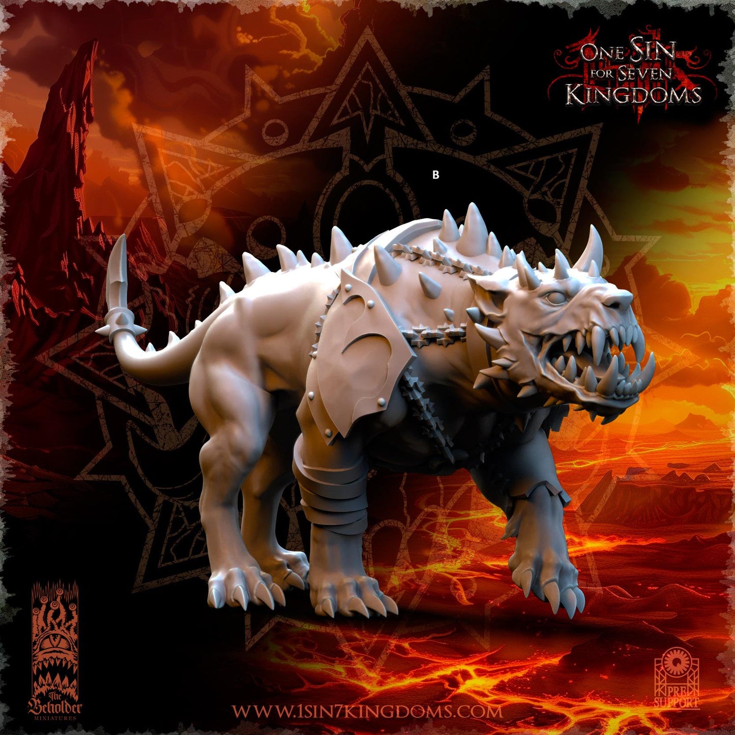 Realms of Mayhem Armored Hell hounds | The Beholder Miniatures | Compatible with D&D/AoS | Fantasy | Tabletop RPG