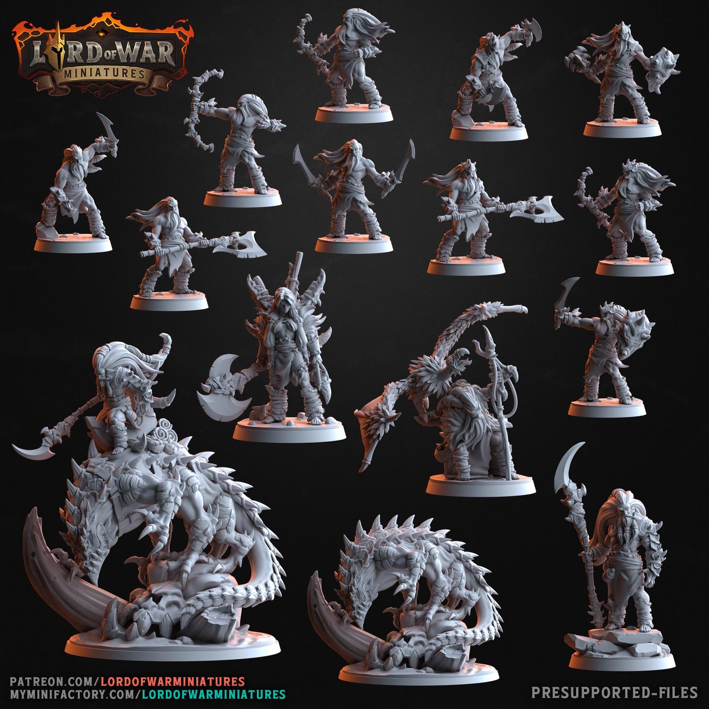 Barbarian Warband | Lord of War Miniatures | Compatible with D&D/AoS | Fantasy | Tabletop RPG