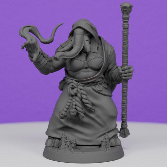 Female Ivory Priest with Staff and Casting Magic | Artisan Guild Miniatures | Compatible with D&D/AoS | Fantasy | Tabletop RPG