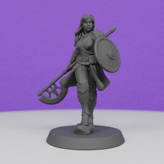 Female Knight with War Spear | Galaad Miniatures | Compatible with D&D/AoS | Fantasy | Tabletop RPG