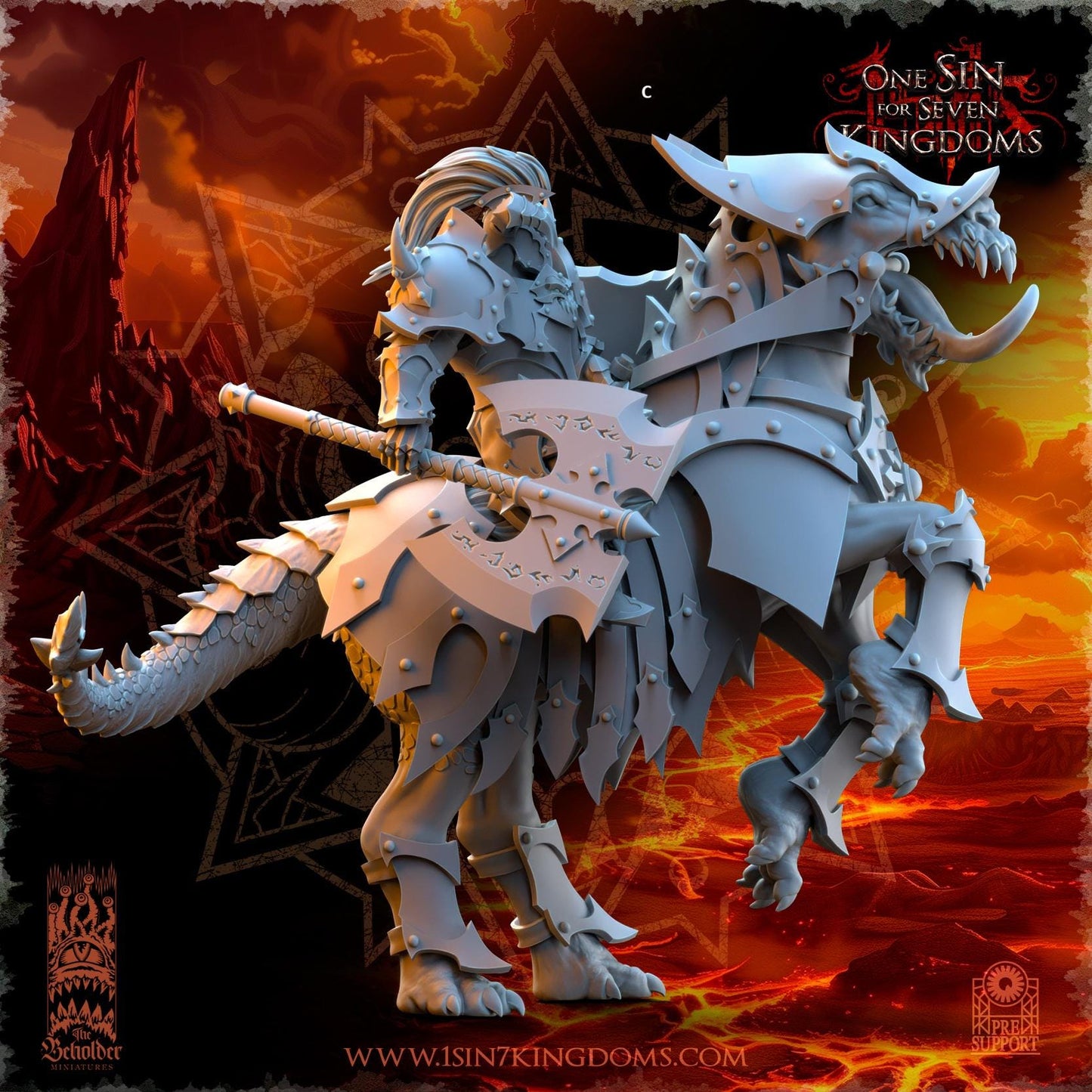 Realms of Mayhem Ascended Knight with Great Weapons | The Beholder Miniatures | Compatible with D&D/AoS | Fantasy | Tabletop RPG
