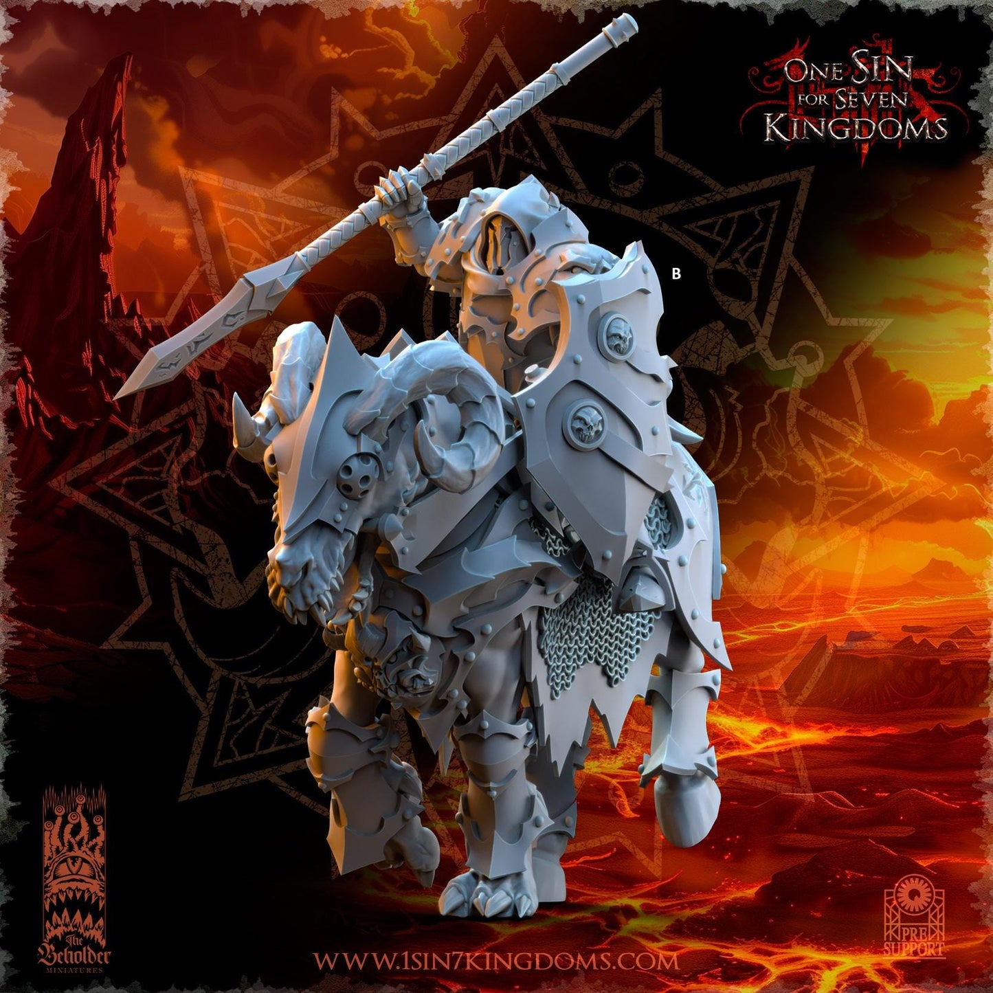 Realms of Mayhem Ascended Knight with Lance | The Beholder Miniatures | Compatible with D&D/AoS | Fantasy | Tabletop RPG