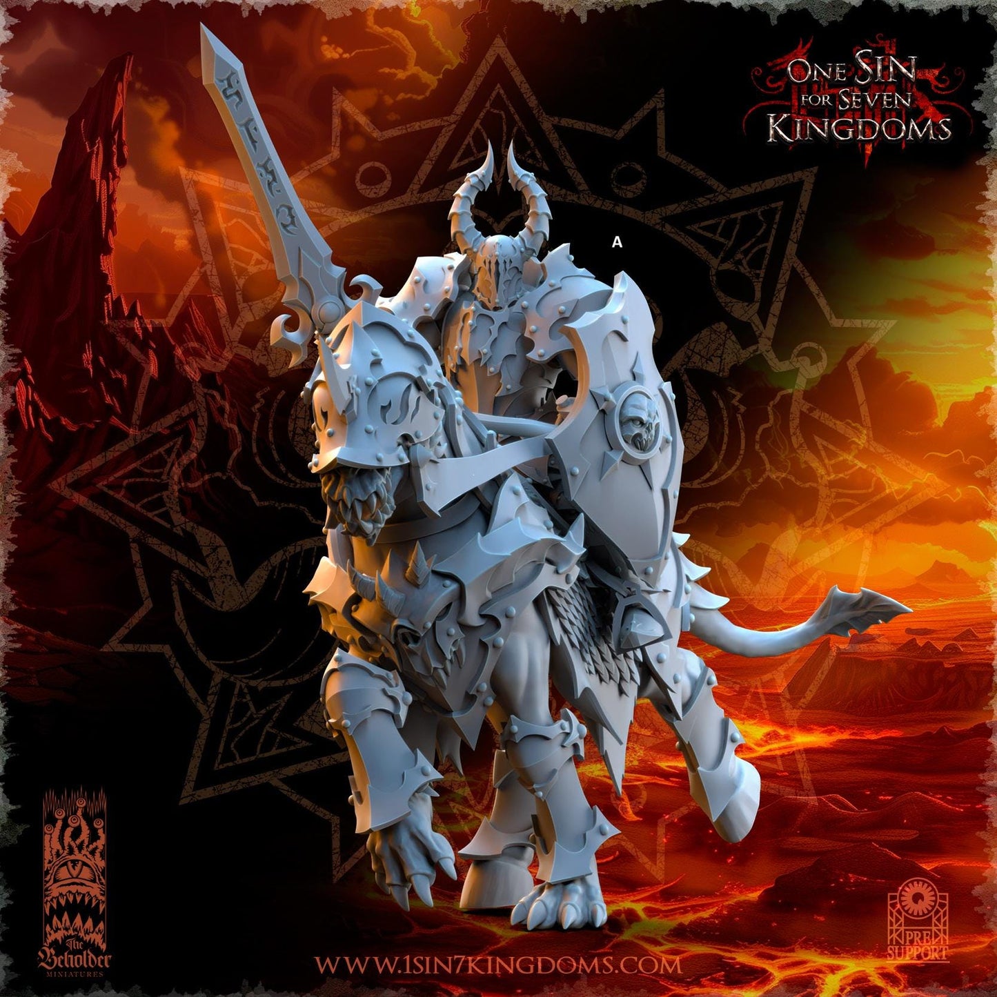 Realms of Mayhem Ascended Knight with Sword and Shield | The Beholder Miniatures | Compatible with D&D/AoS | Fantasy | Tabletop RPG