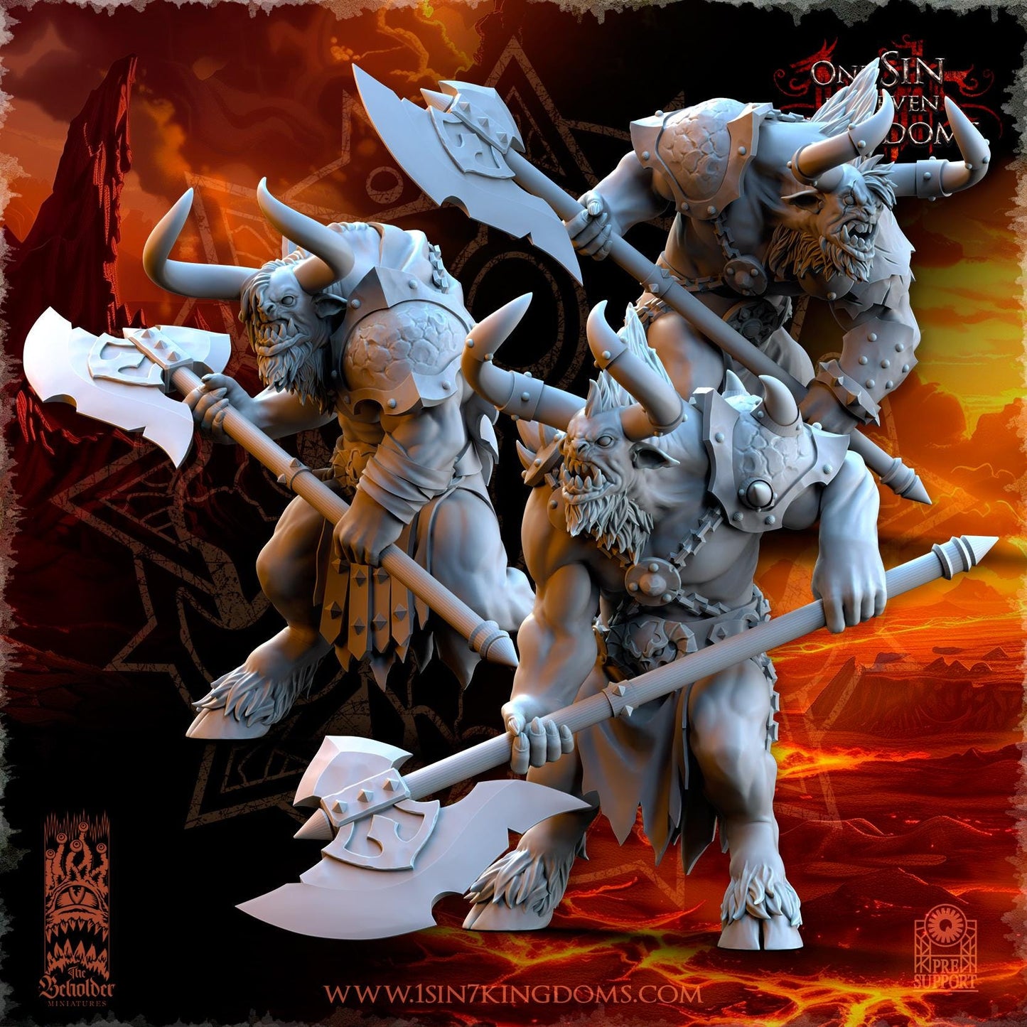Realms of Mayhem Minotaur's with Two handed Axe | The Beholder Miniatures | Compatible with D&D/AoS | Fantasy | Tabletop RPG