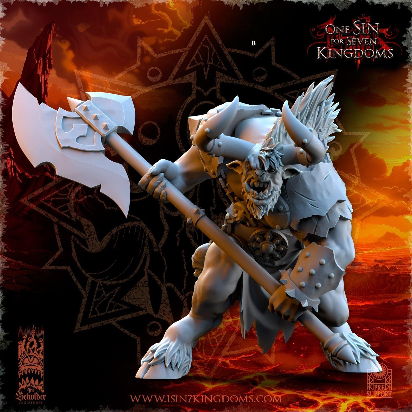 Realms of Mayhem Minotaur's with Two handed Axe | The Beholder Miniatures | Compatible with D&D/AoS | Fantasy | Tabletop RPG