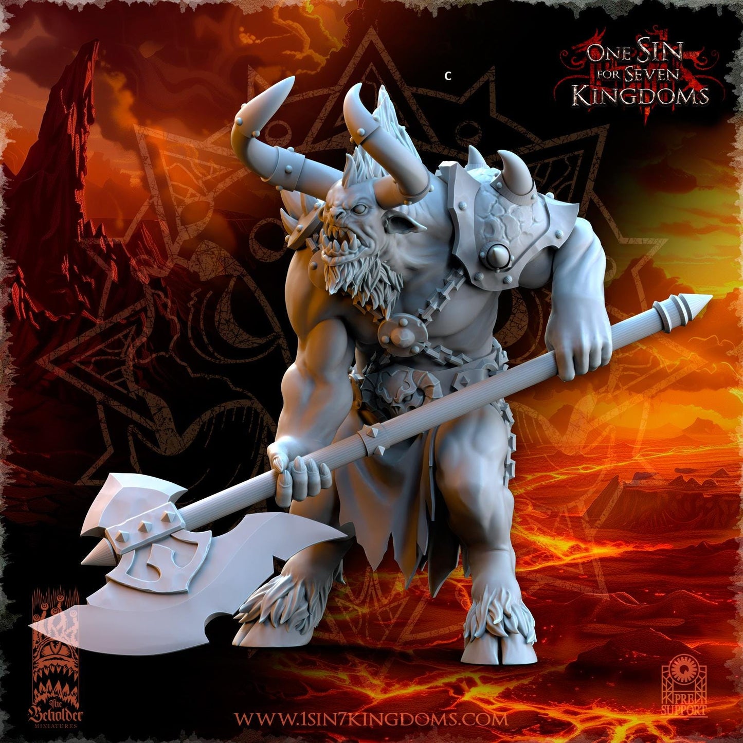 Realms of Mayhem Minotaur's with Two handed Axe | The Beholder Miniatures | Compatible with D&D/AoS | Fantasy | Tabletop RPG