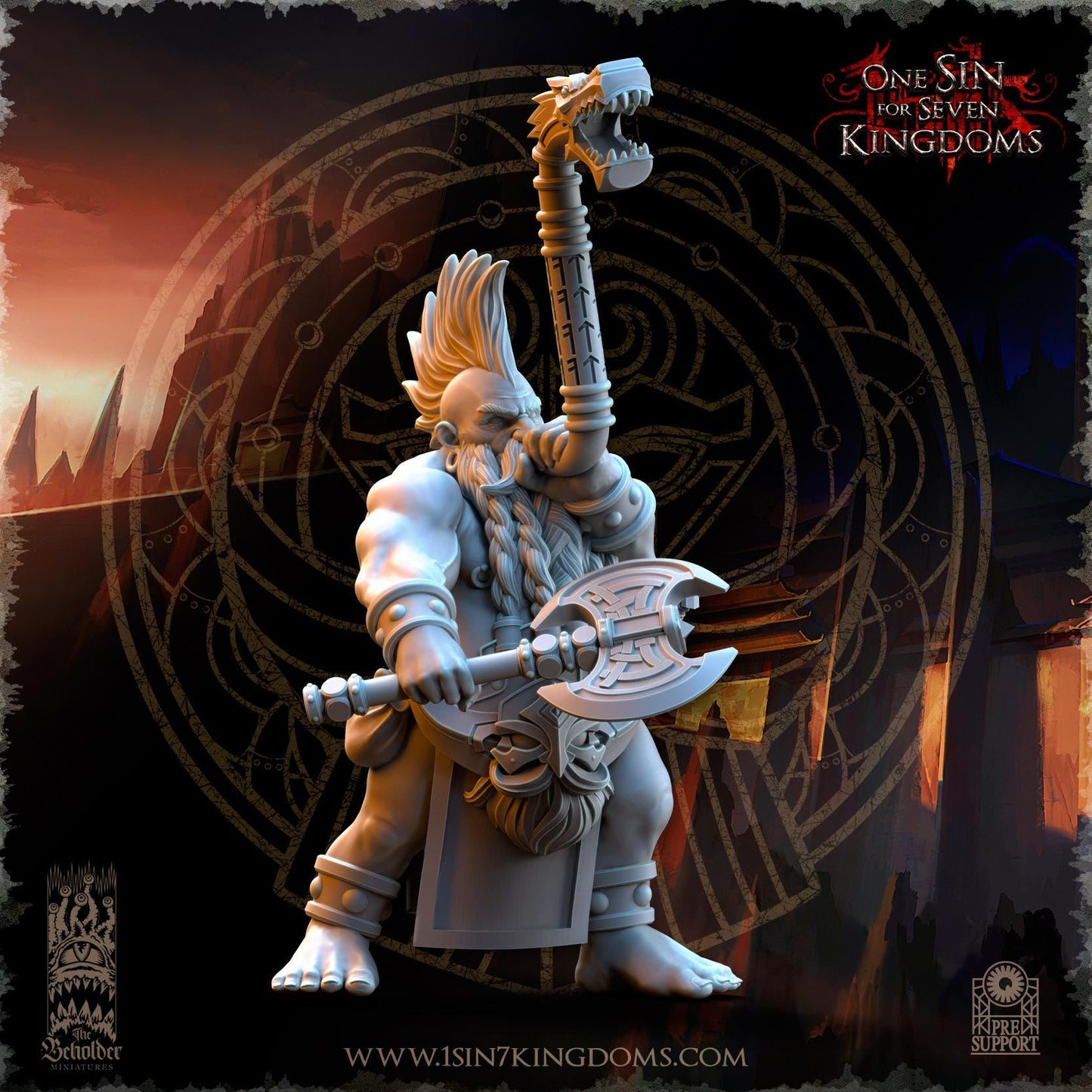 Dwarven Kingdoms Cleavers of Molten Core Command | The Beholder Miniatures | Compatible with D&D/AoS | Fantasy | Tabletop RPG