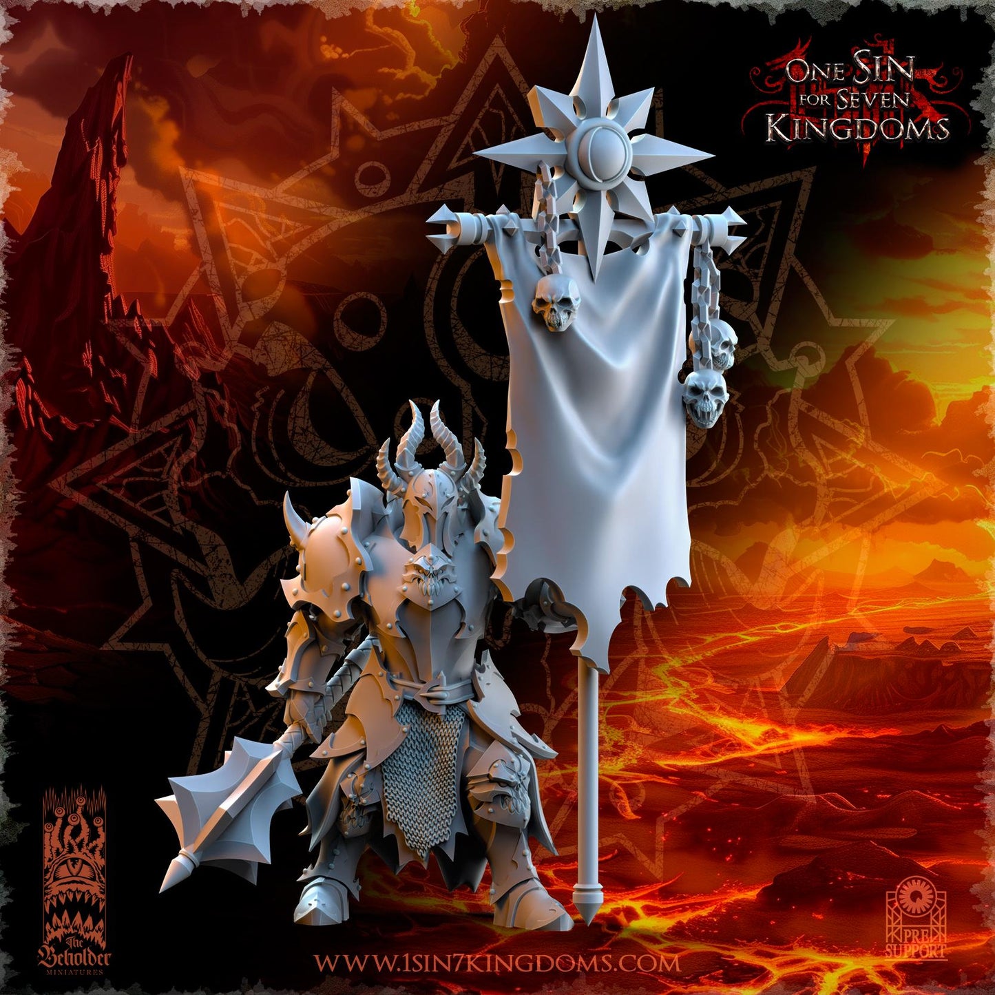 Realms of Mayhem Ascended Knight Command | The Beholder Miniatures | Compatible with D&D/AoS | Fantasy | Tabletop RPG