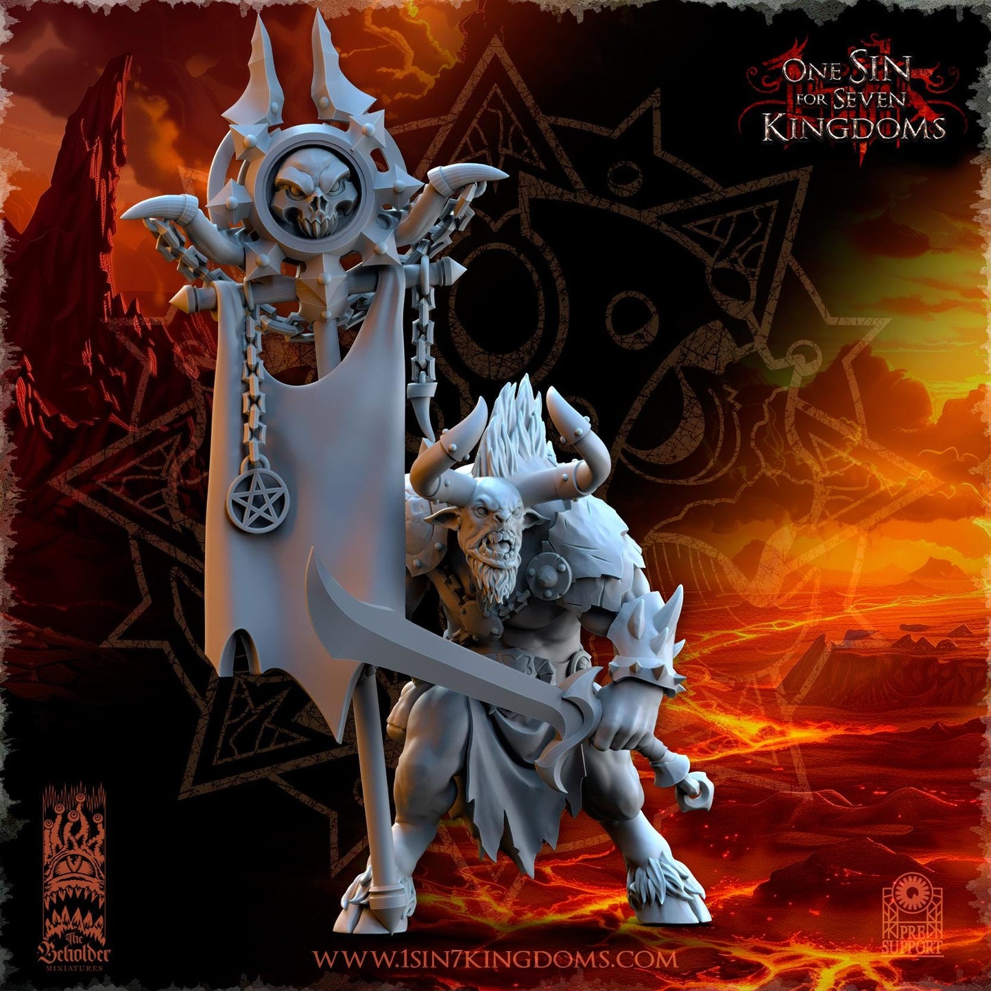 Realms of Mayhem Minotaur's Command | The Beholder Miniatures | Compatible with D&D/AoS | Fantasy | Tabletop RPG
