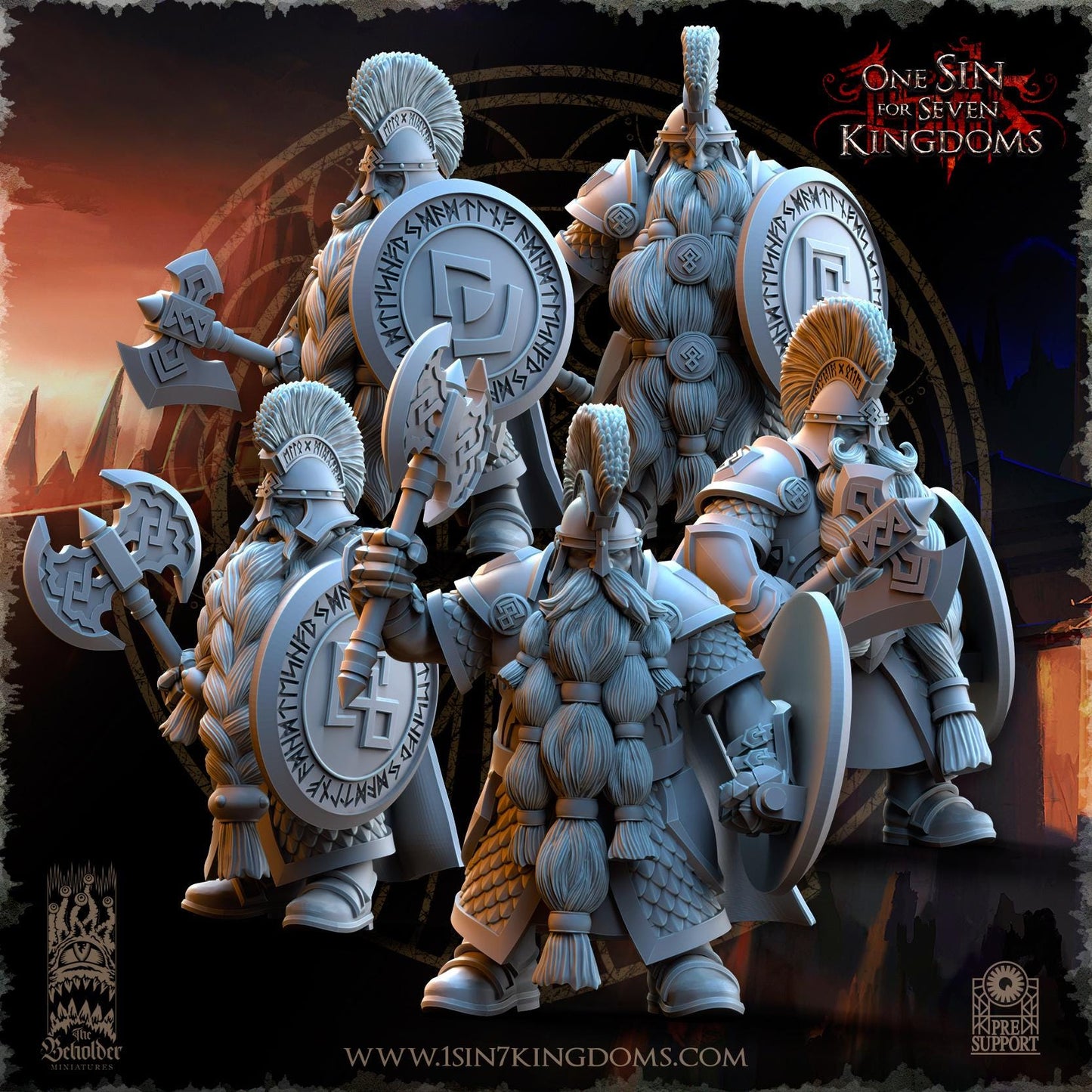 Dwarven Kingdoms Highborn Warriors with Axe and Shield | The Beholder Miniatures | Compatible with D&D/AoS | Fantasy | Tabletop RPG