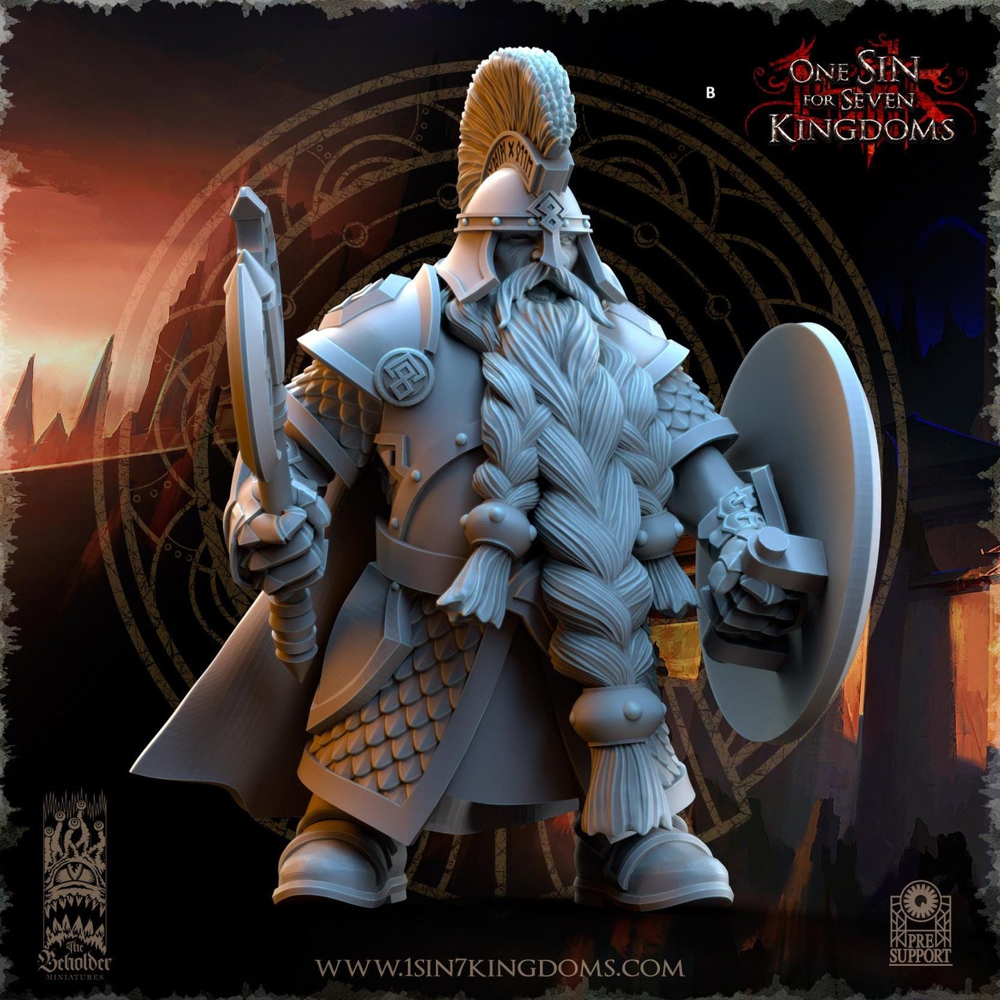 Dwarven Kingdoms Highborn Warriors with Axe and Shield | The Beholder Miniatures | Compatible with D&D/AoS | Fantasy | Tabletop RPG