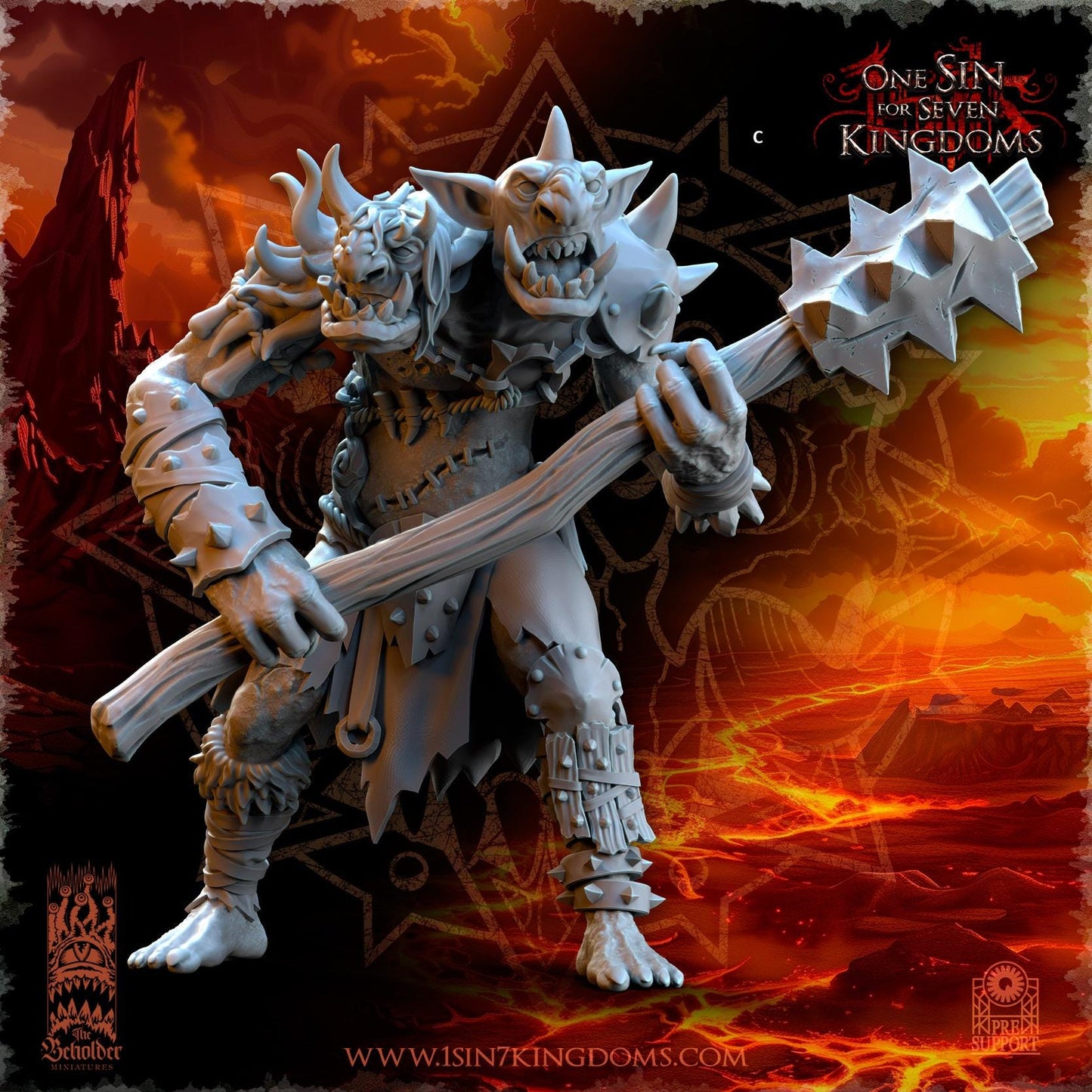 Realms of Mayhem Trolls with Great Weapon | The Beholder Miniatures | Compatible with D&D/AoS | Fantasy | Tabletop RPG