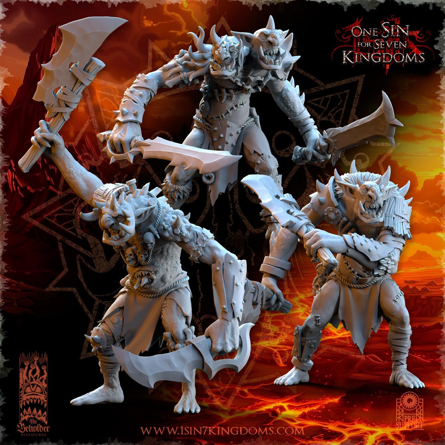 Realms of Mayhem Trolls with Cleavers | The Beholder Miniatures | Compatible with D&D/AoS | Fantasy | Tabletop RPG