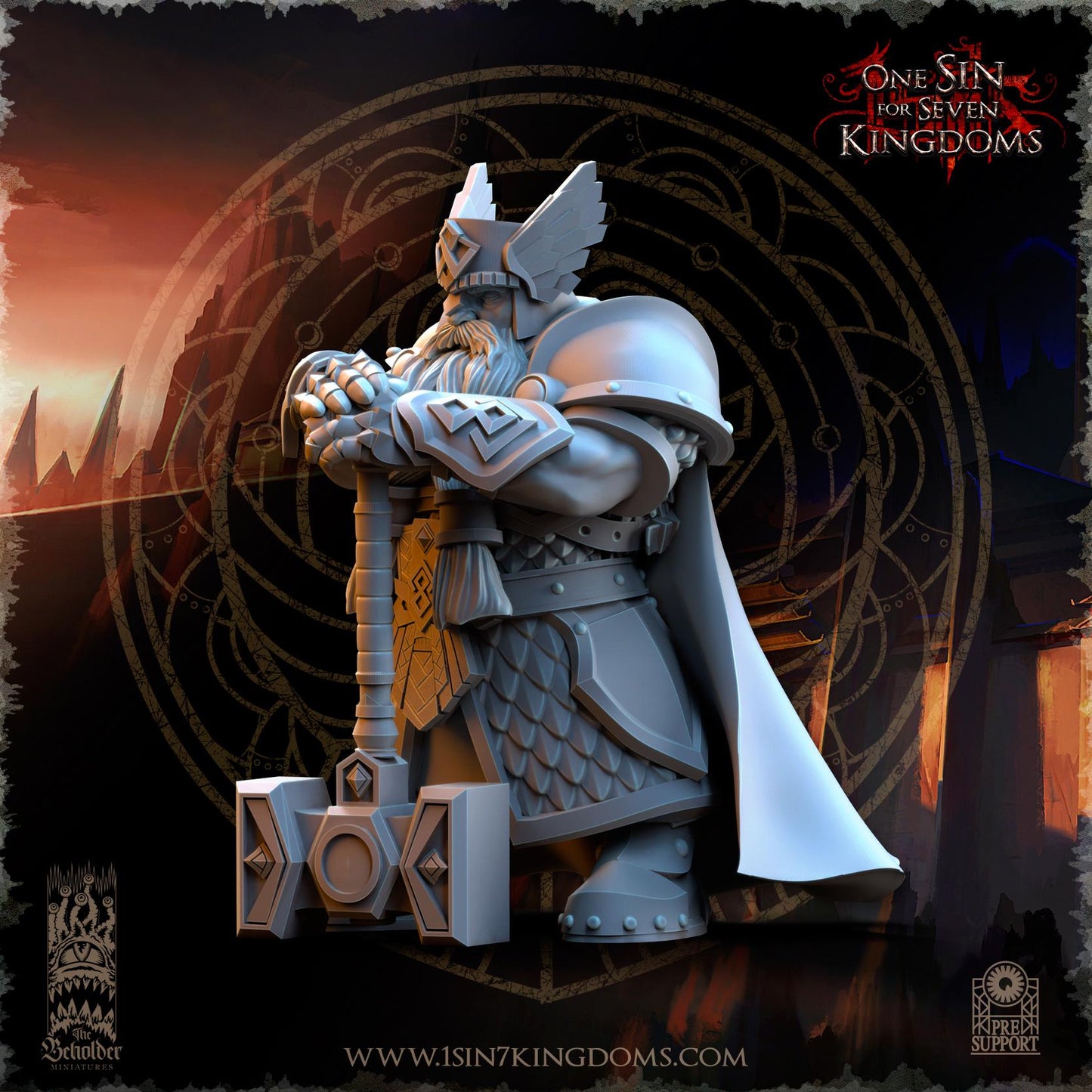 Dwarven Kingdoms Hammer Brothers Command Group | The Beholder Miniatures | Compatible with D&D/AoS | Fantasy | Tabletop RPG