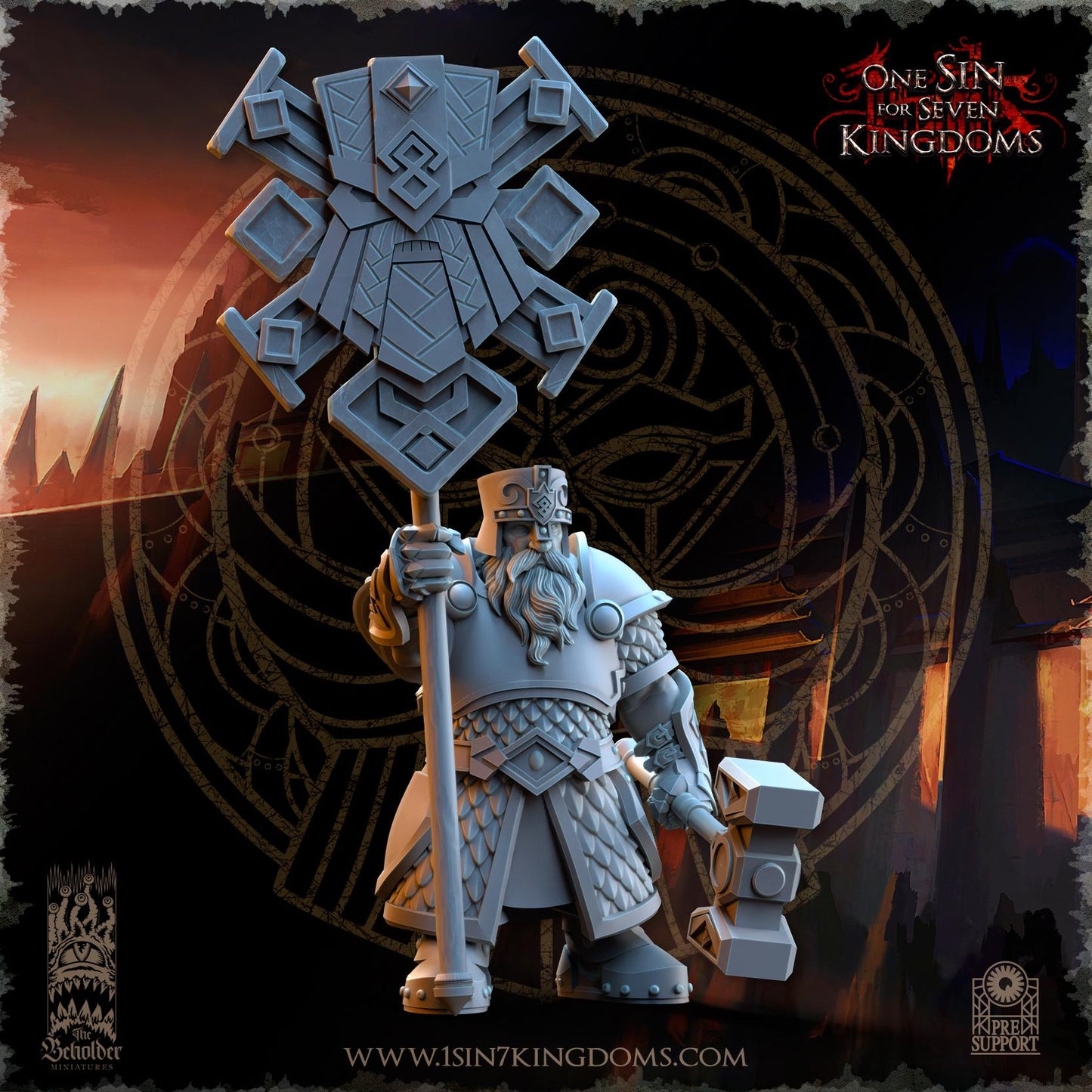 Dwarven Kingdoms Hammer Brothers Command Group | The Beholder Miniatures | Compatible with D&D/AoS | Fantasy | Tabletop RPG