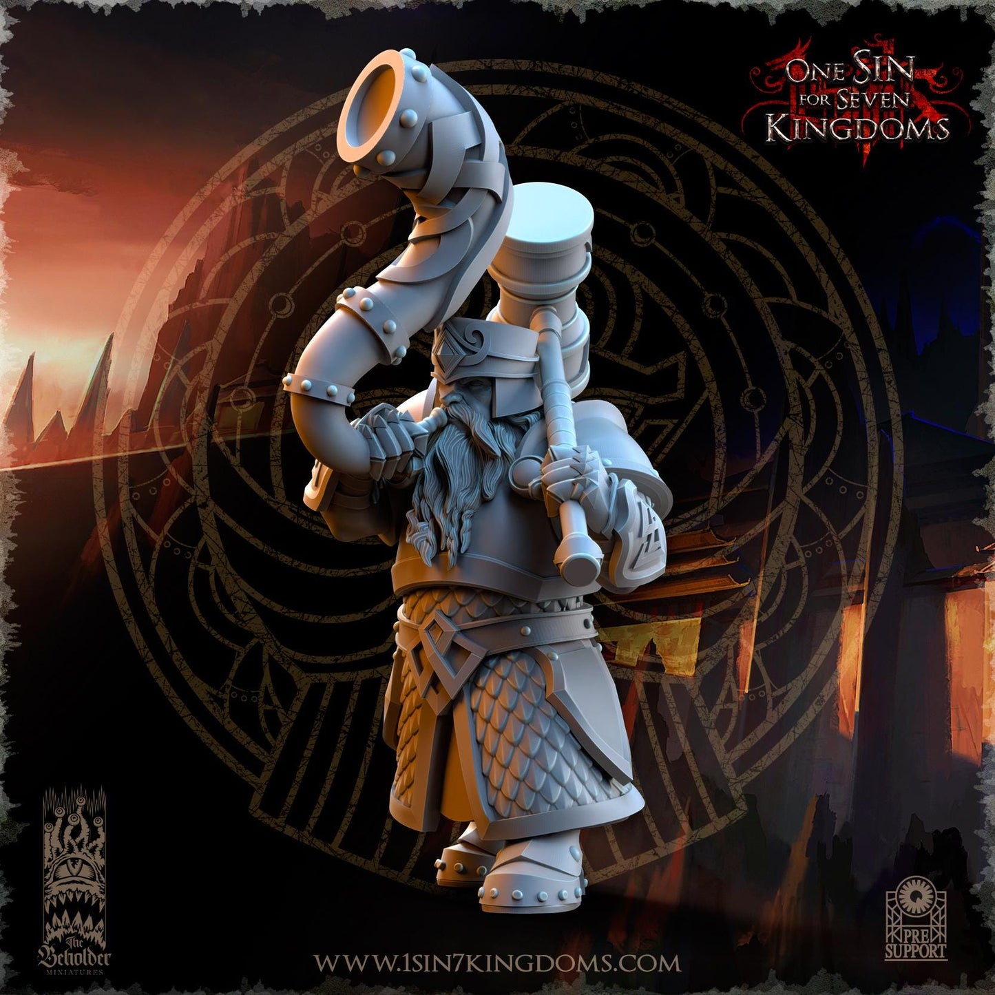 Dwarven Kingdoms Hammer Brothers Command Group | The Beholder Miniatures | Compatible with D&D/AoS | Fantasy | Tabletop RPG