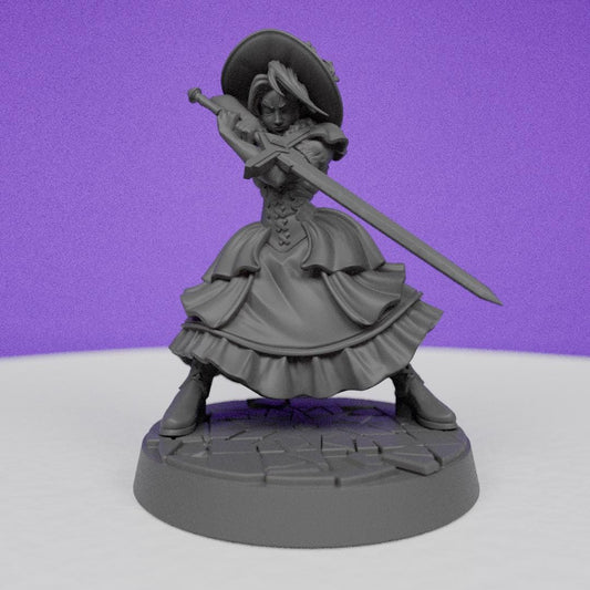Female Vampire Fighter Lady | CastnPlay Miniatures | Compatible with D&D/AoS | Fantasy | Tabletop RPG