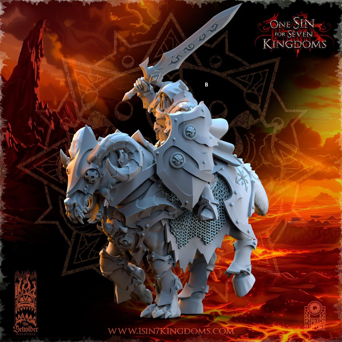 Realms of Mayhem Ascended Knight with Sword and Shield | The Beholder Miniatures | Compatible with D&D/AoS | Fantasy | Tabletop RPG