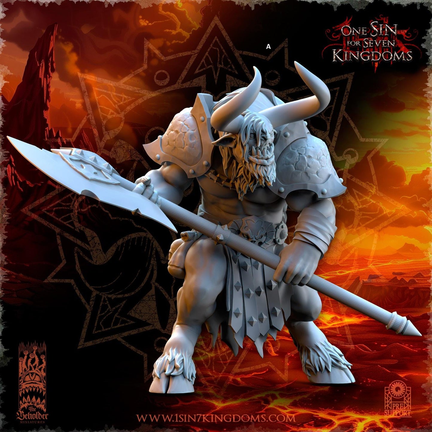 Realms of Mayhem Minotaur's with Two handed Axe | The Beholder Miniatures | Compatible with D&D/AoS | Fantasy | Tabletop RPG