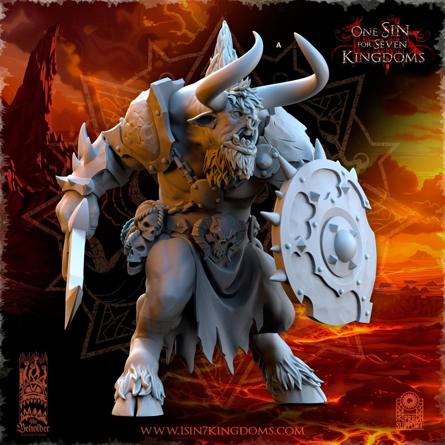 Realms of Mayhem Minotaur's with Sword and Shield | The Beholder Miniatures | Compatible with D&D/AoS | Fantasy | Tabletop RPG