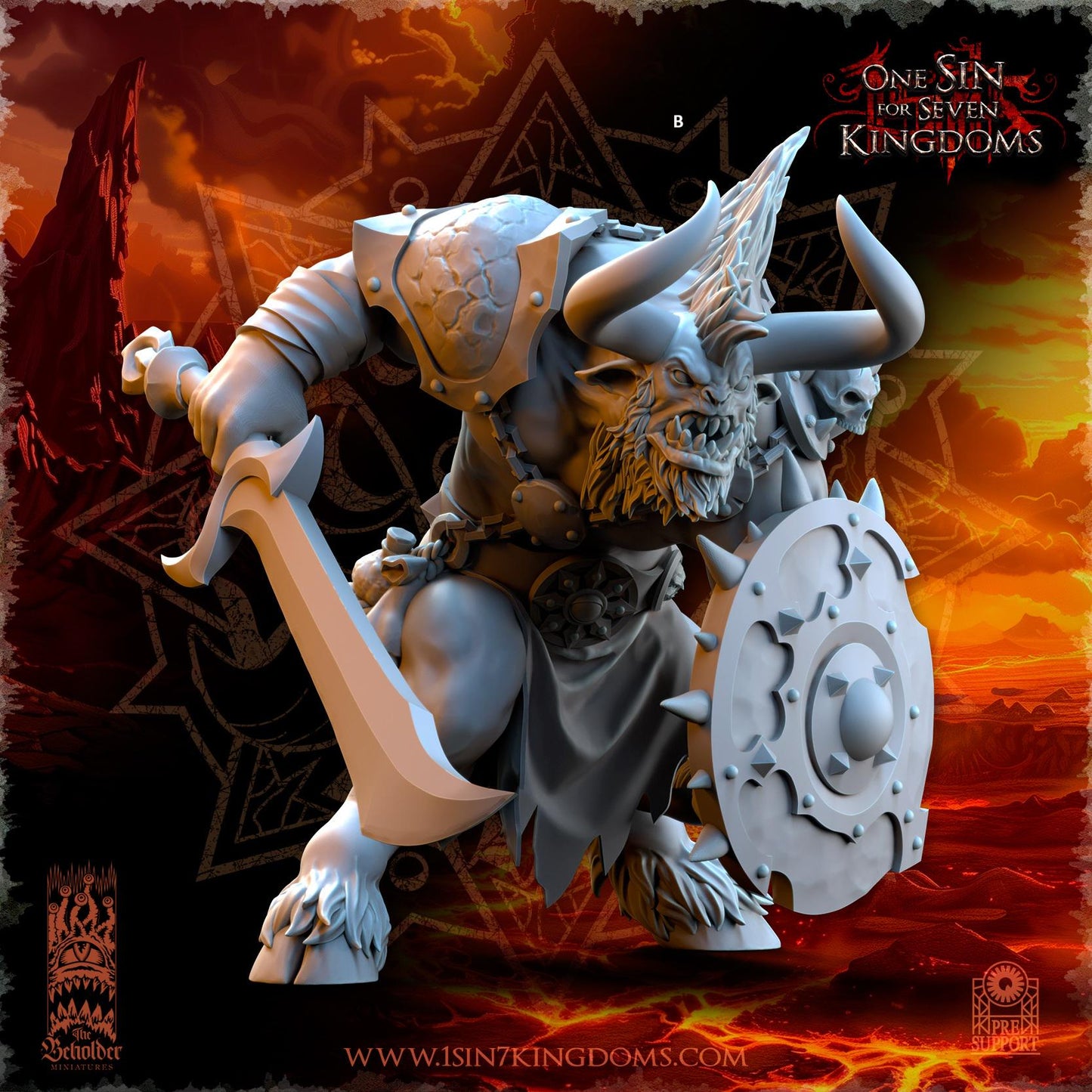 Realms of Mayhem Minotaur's with Sword and Shield | The Beholder Miniatures | Compatible with D&D/AoS | Fantasy | Tabletop RPG