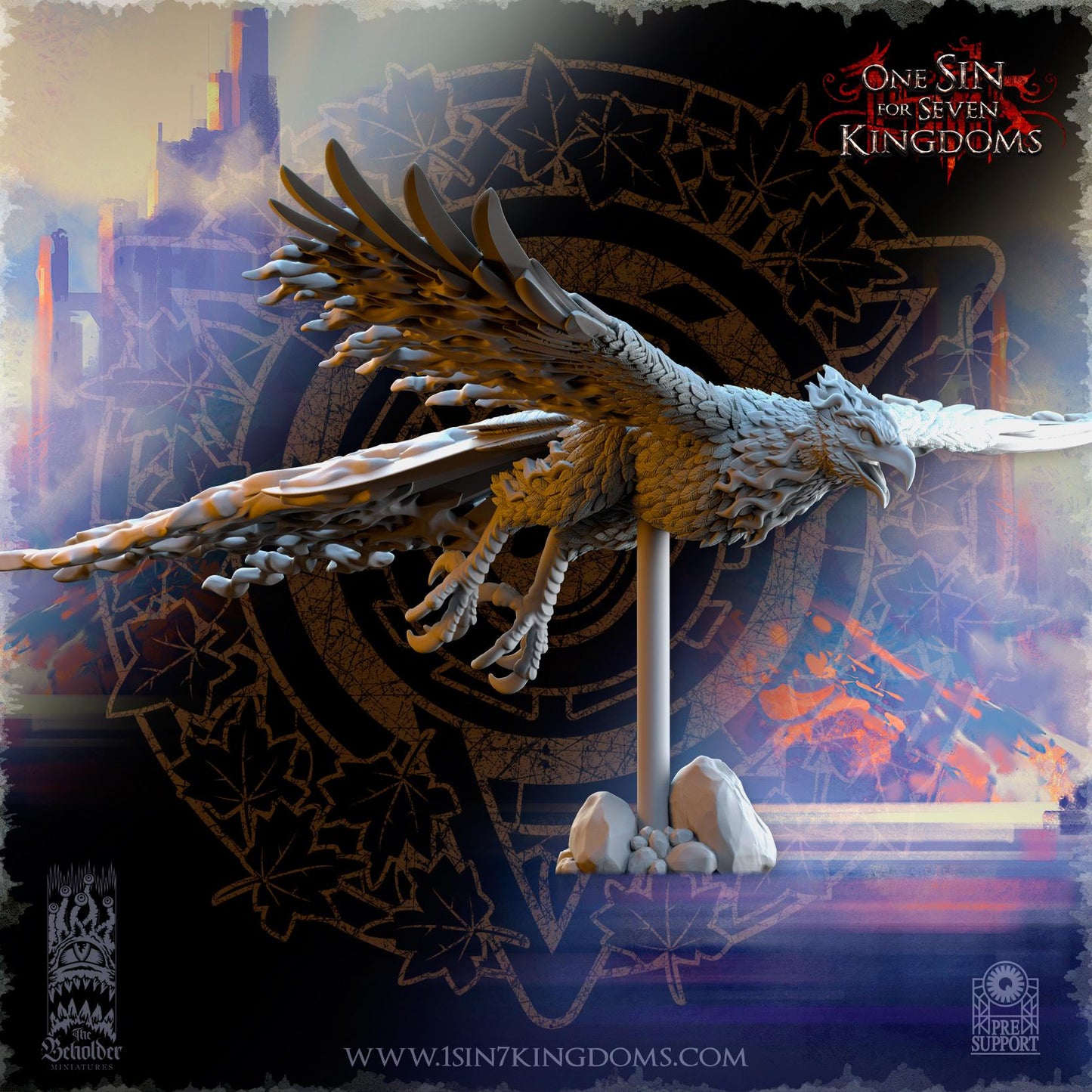 SilverMoor Elf Searing Bird Lord Phoenix | The Beholder Miniatures | Compatible with D&D/AoS | Fantasy | Tabletop RPG